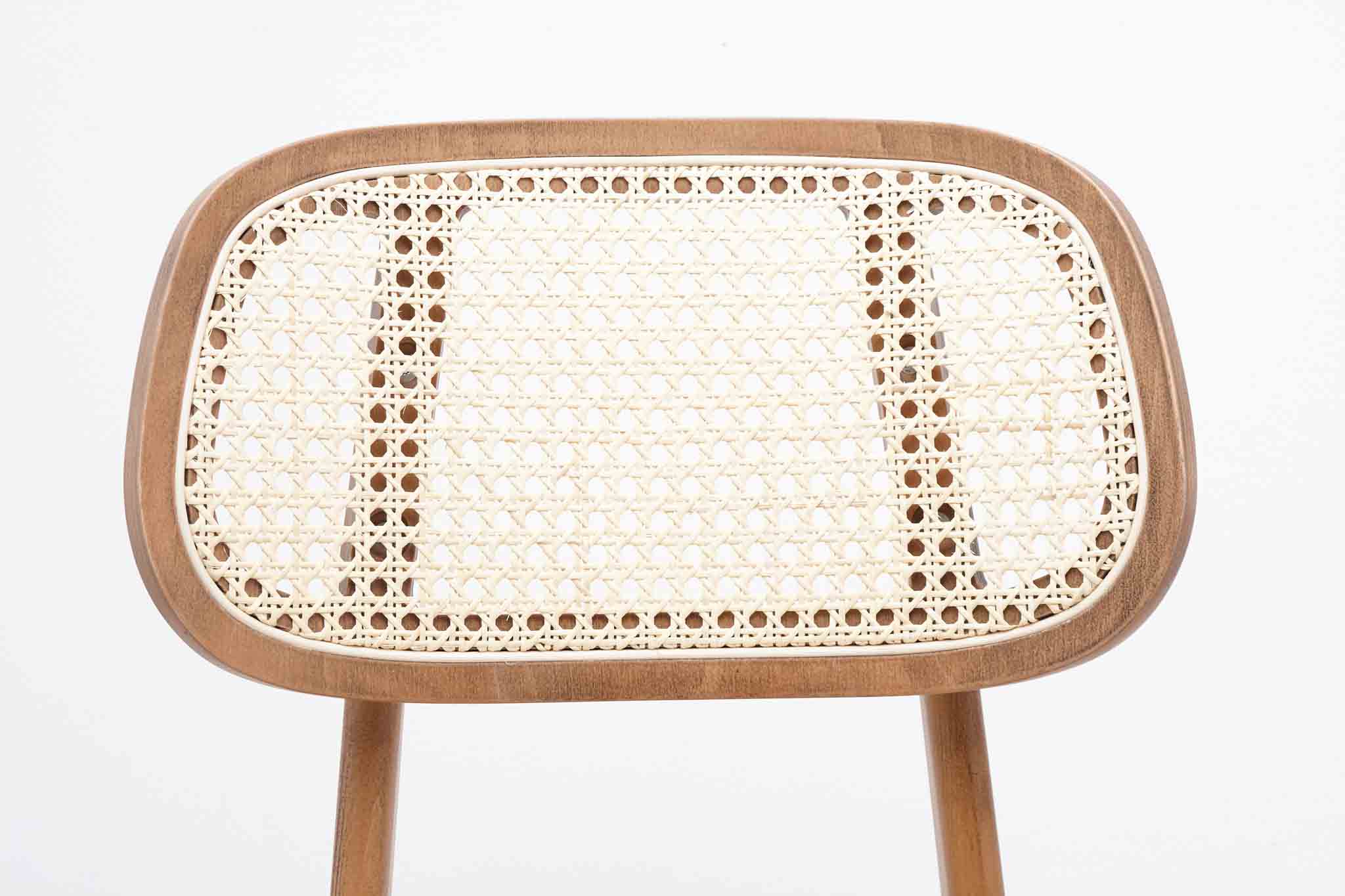 Chaise en bois et rotin style Japonais Cartel de Belleville