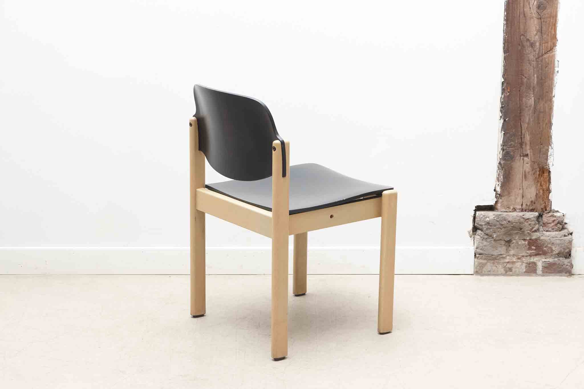 Chaise bois courbé années 70 Allemagne, noir et hêtre