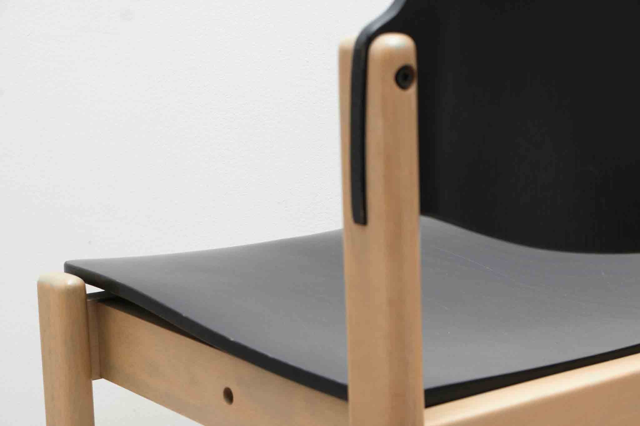 Chaise bois courbé années 70 Allemagne, noir et hêtre
