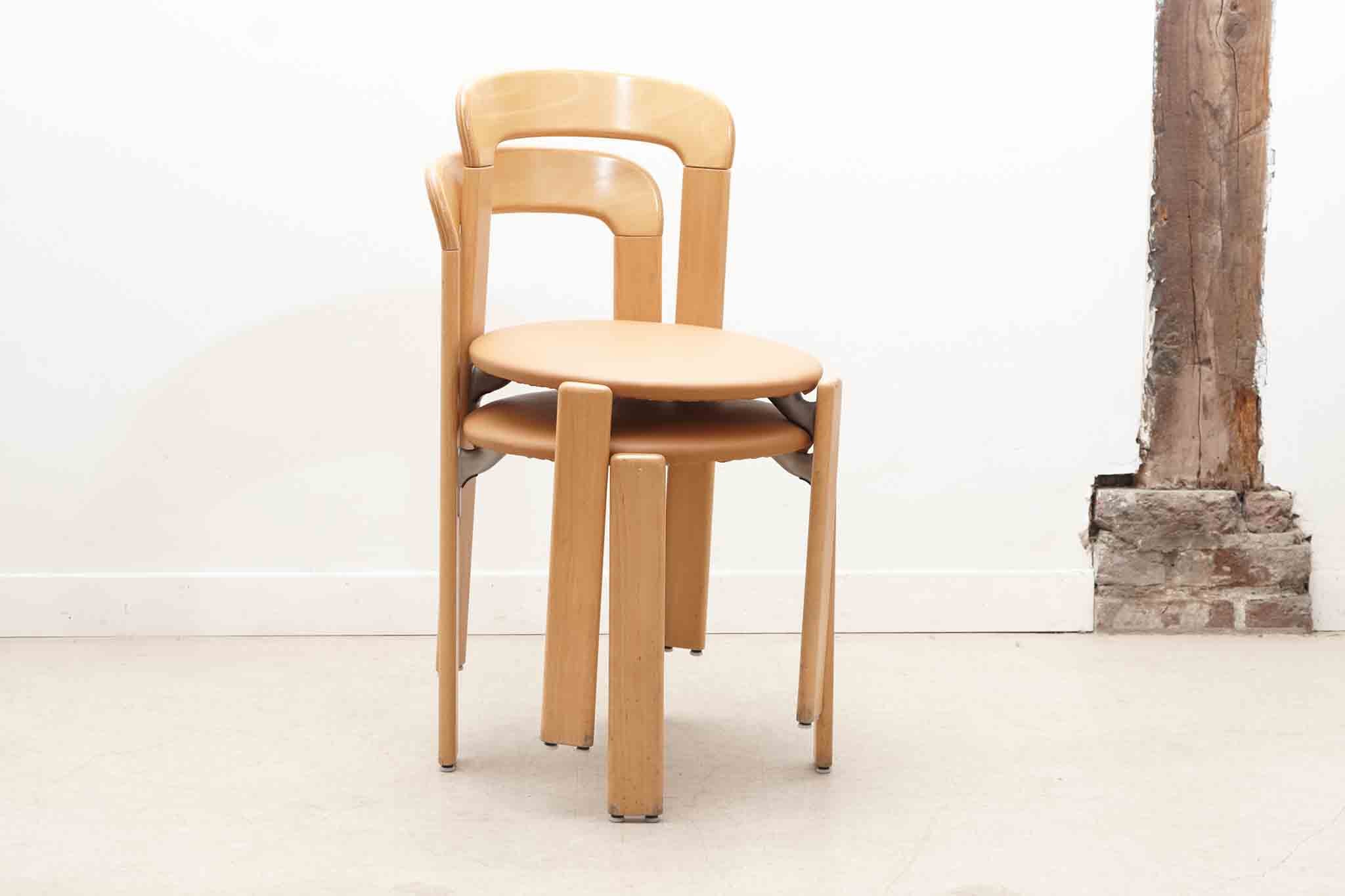 Chaise Bruno Rey par Kusch+co hêtre tapissée Cartel de Belleville