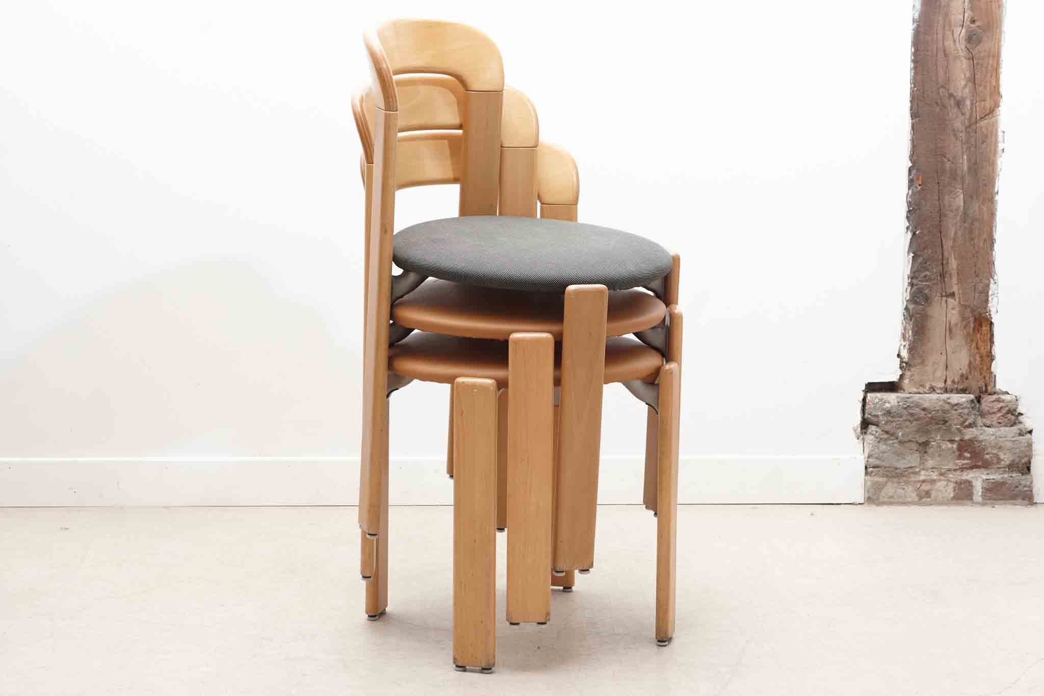 Chaise Bruno Rey par Kusch+co hêtre tapissée Cartel de Belleville