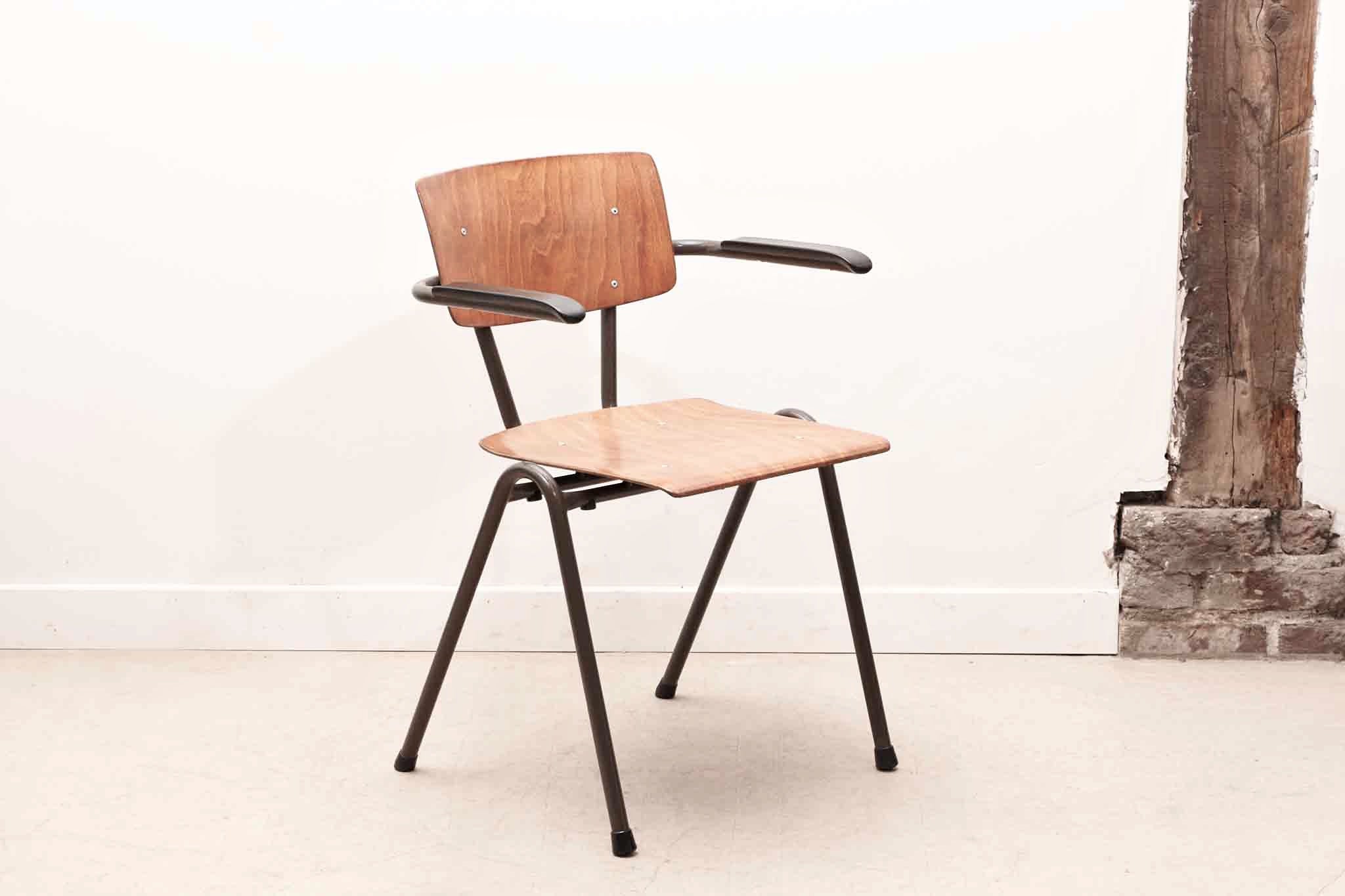 Chaise Eromes avec accoudoirs chêne / gris