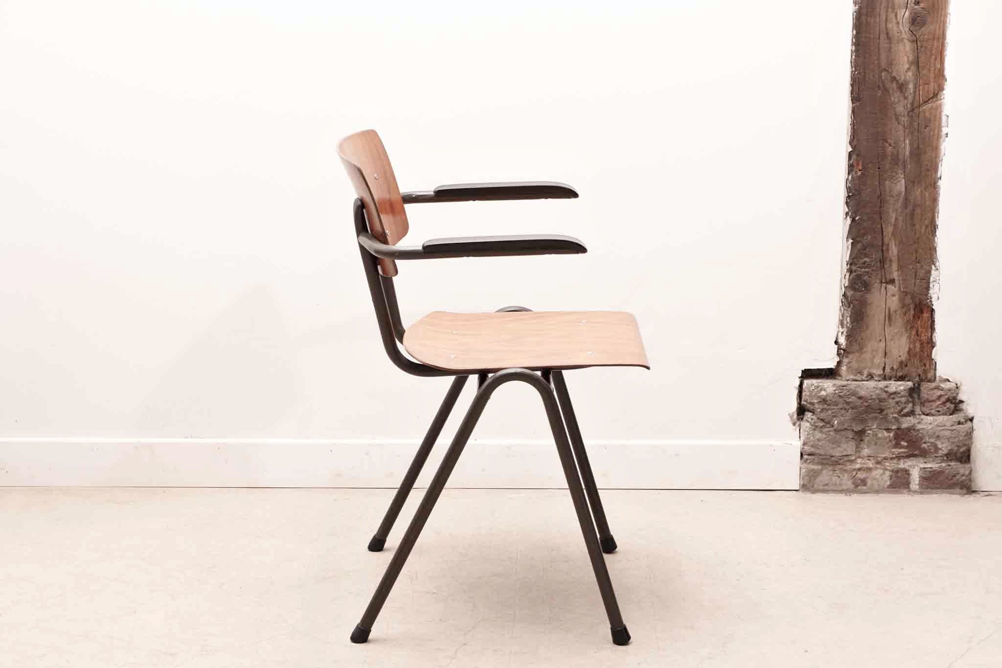 Chaise Eromes avec accoudoirs chêne / gris