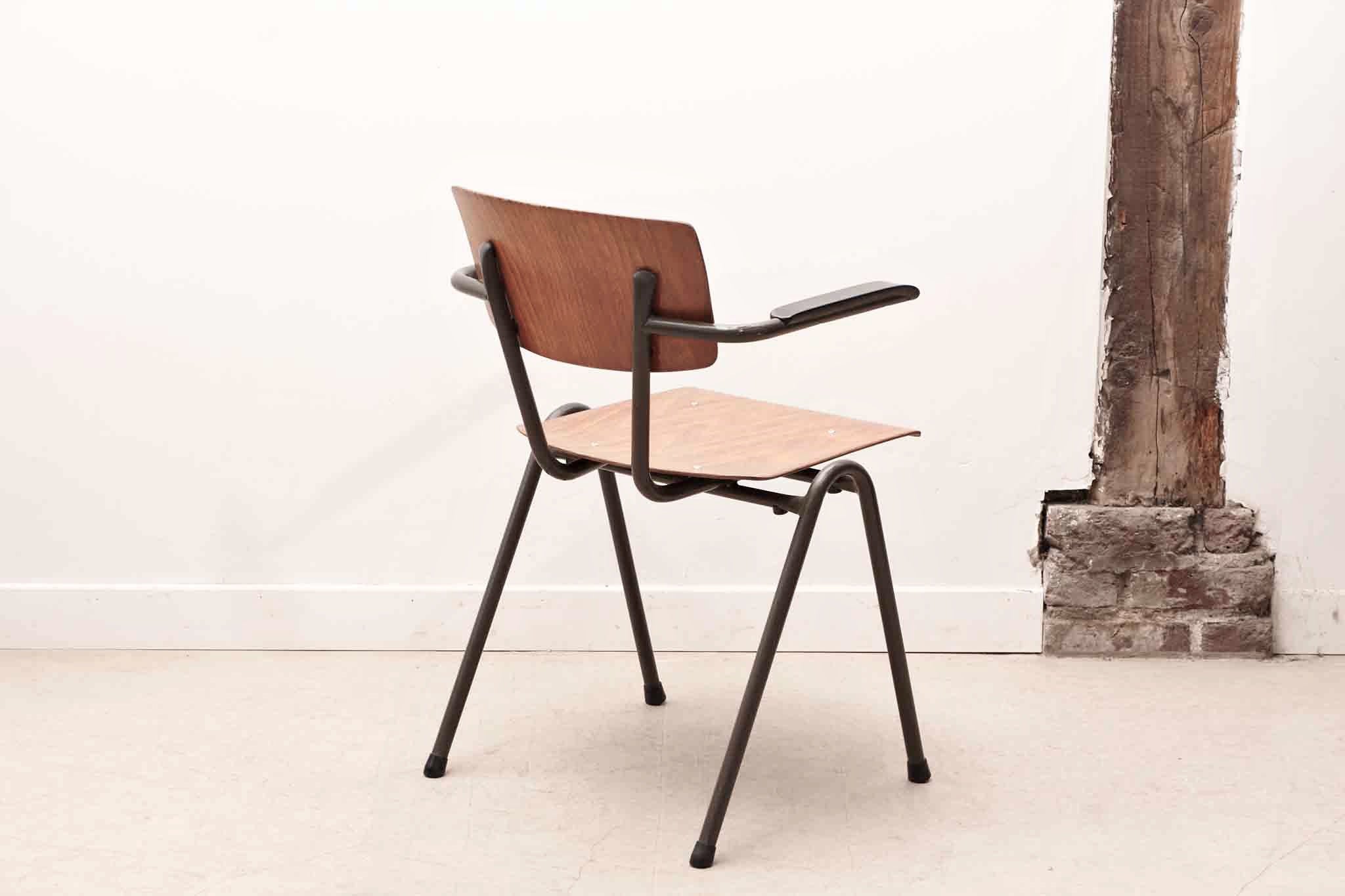 Chaise Eromes avec accoudoirs chêne / gris