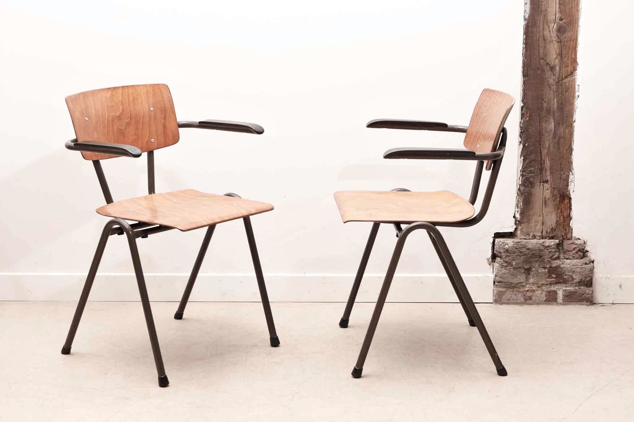 Chaise Eromes avec accoudoirs chêne / gris