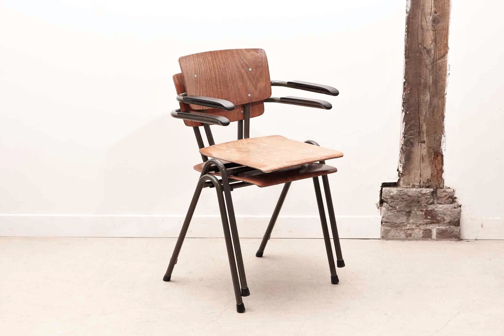 Chaise Eromes avec accoudoirs chêne / gris