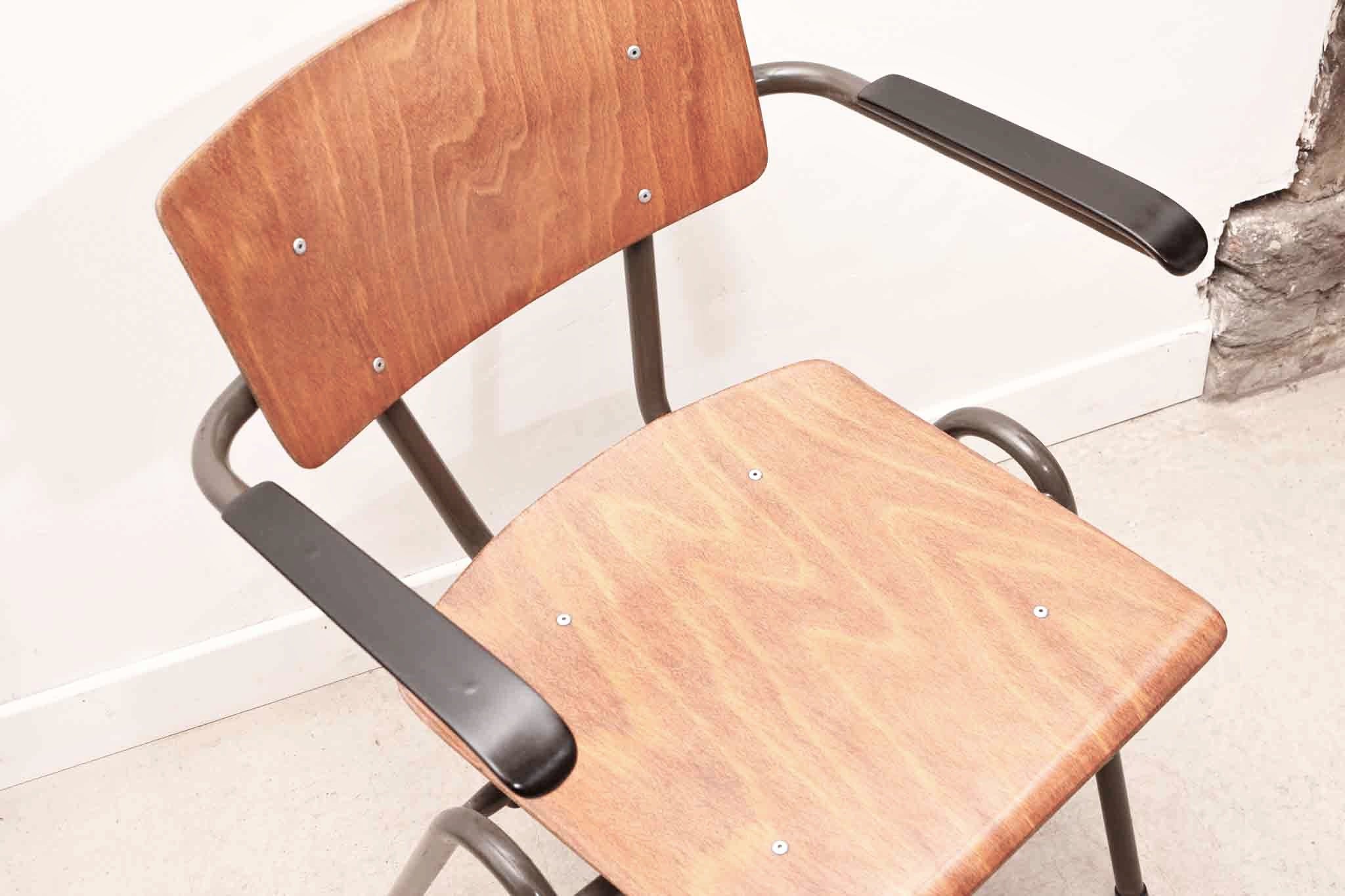 Chaise Eromes avec accoudoirs chêne / gris