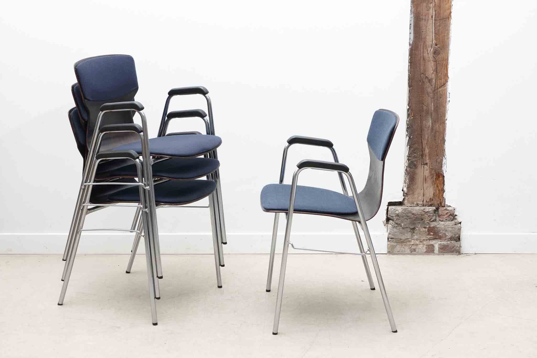 Chaise Eromes fourmi ébène et chrome avec accoudoirs et coussin