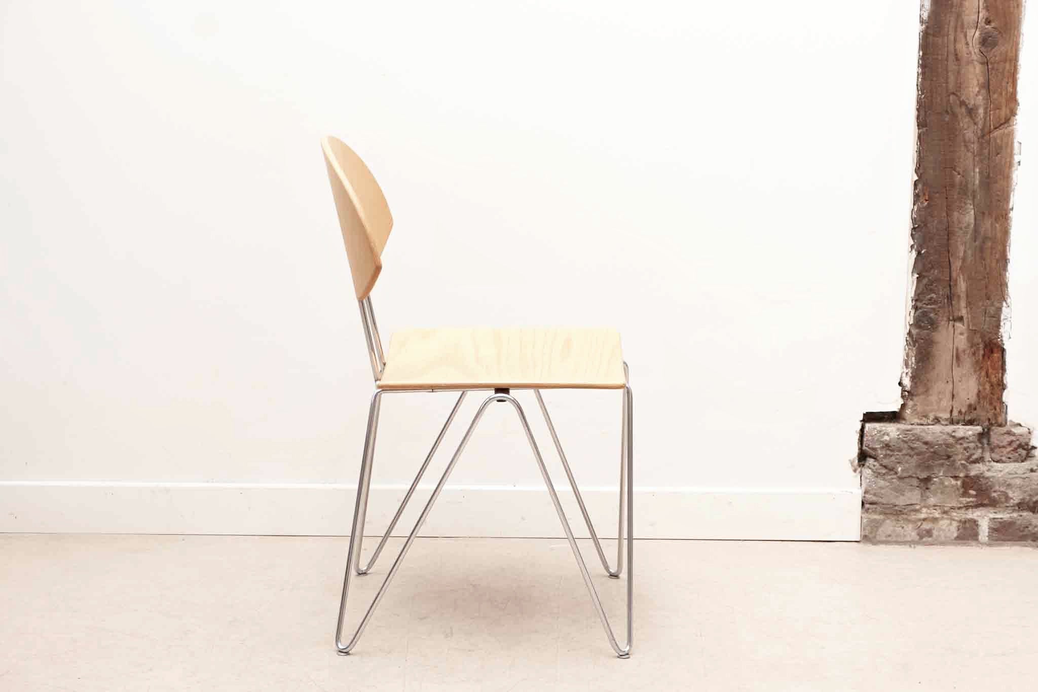 Chaise Mikado 1800 hêtre et chrome par Kusch & Co