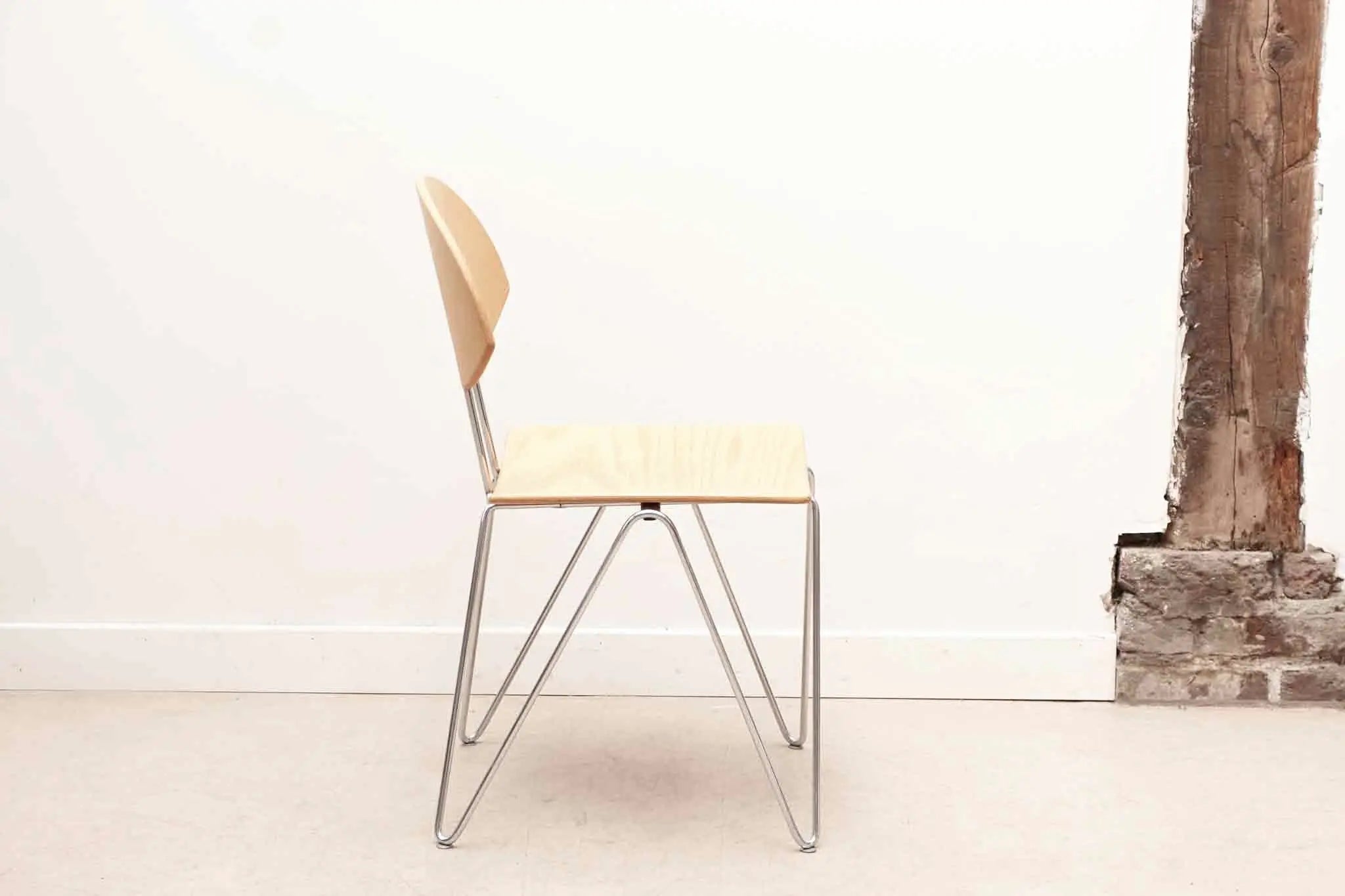 Chaise Mikado 1800 hêtre et chrome par Kusch & Co Cartel de Belleville