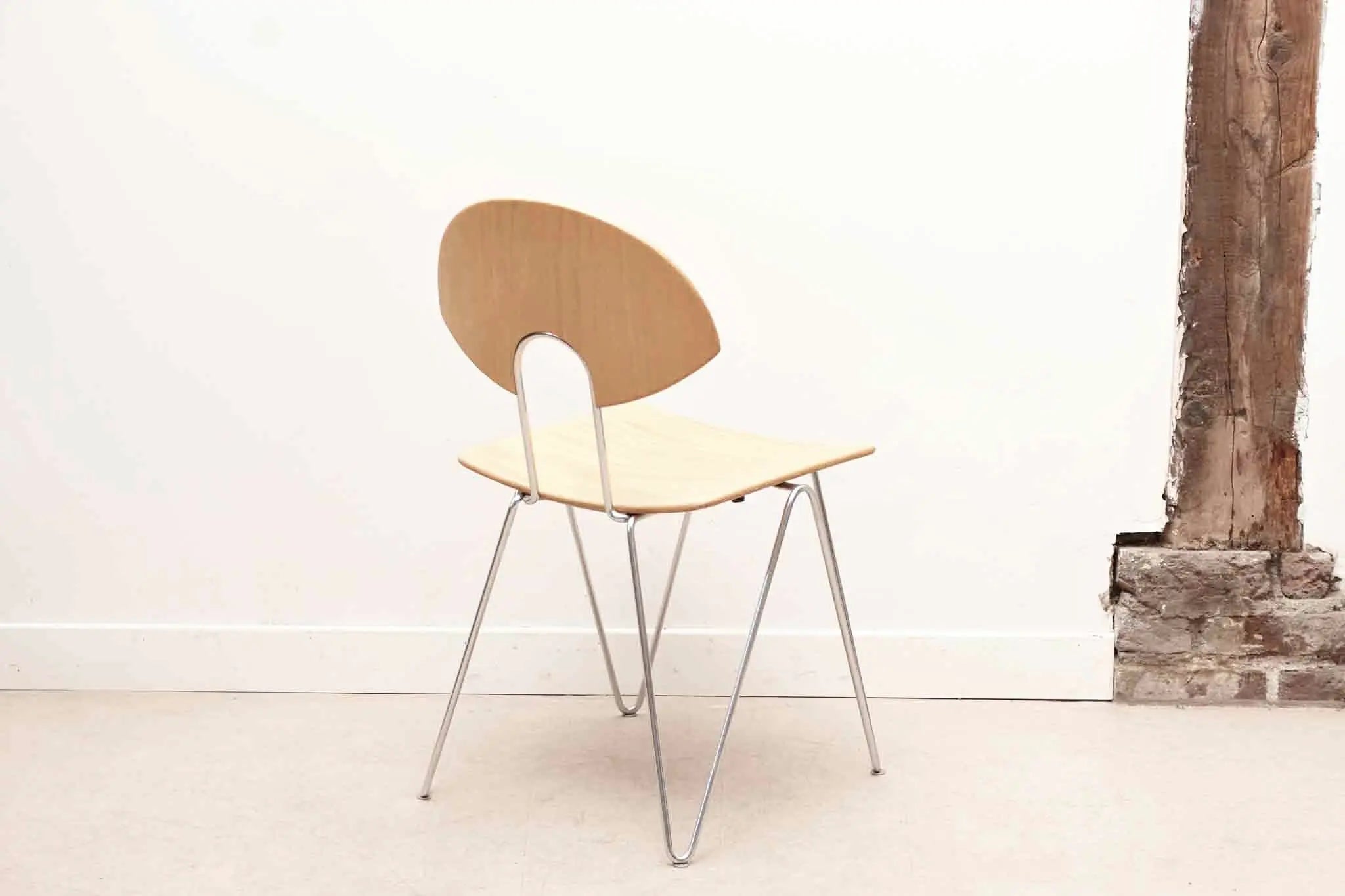 Chaise Mikado 1800 hêtre et chrome par Kusch & Co Cartel de Belleville