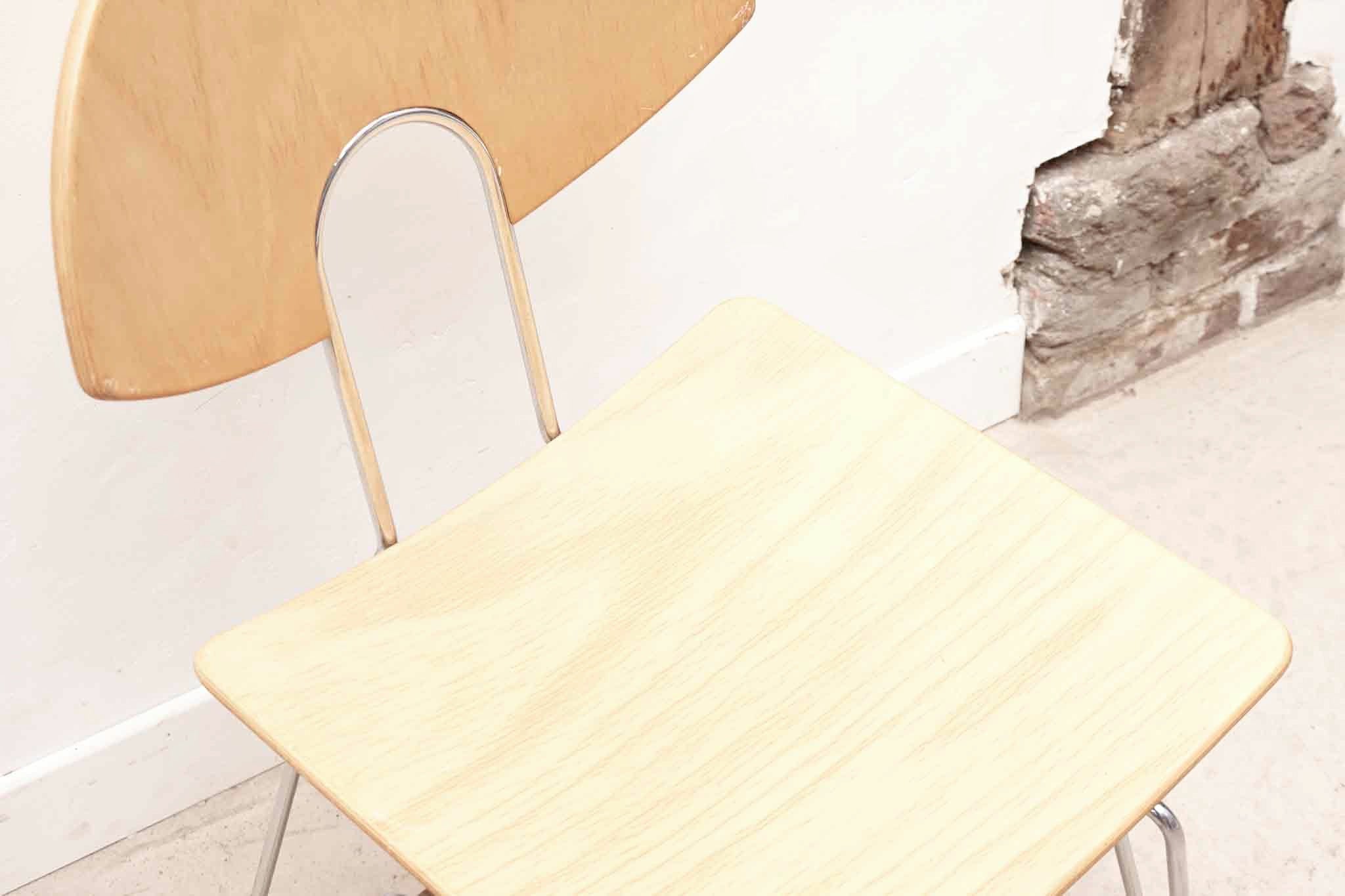 Chaise Mikado 1800 hêtre et chrome par Kusch & Co