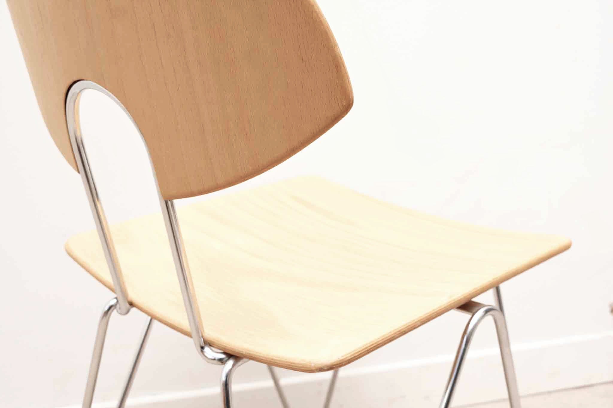 Chaise Mikado 1800 hêtre et chrome par Kusch & Co