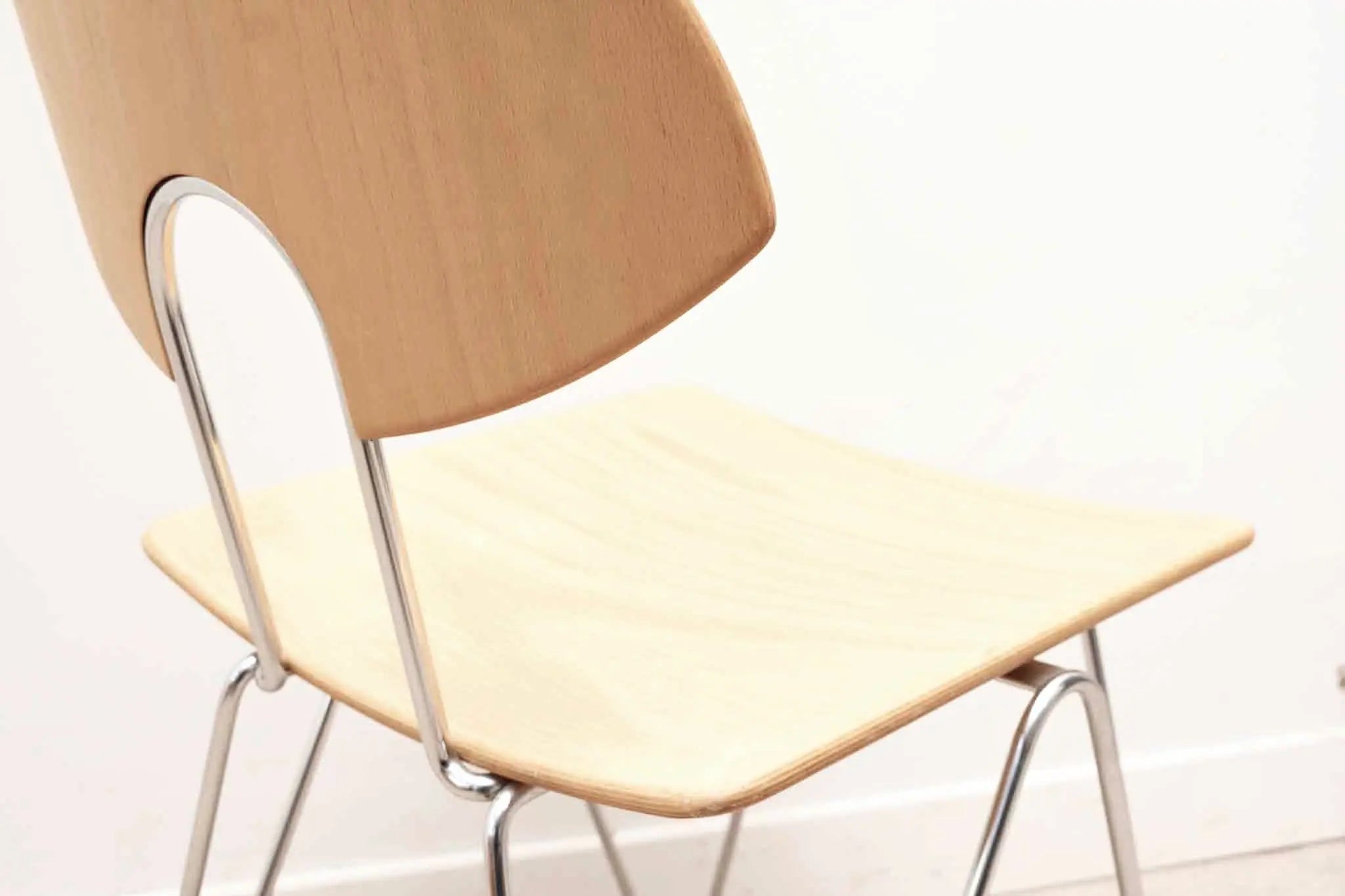 Chaise Mikado 1800 hêtre et chrome par Kusch & Co Cartel de Belleville