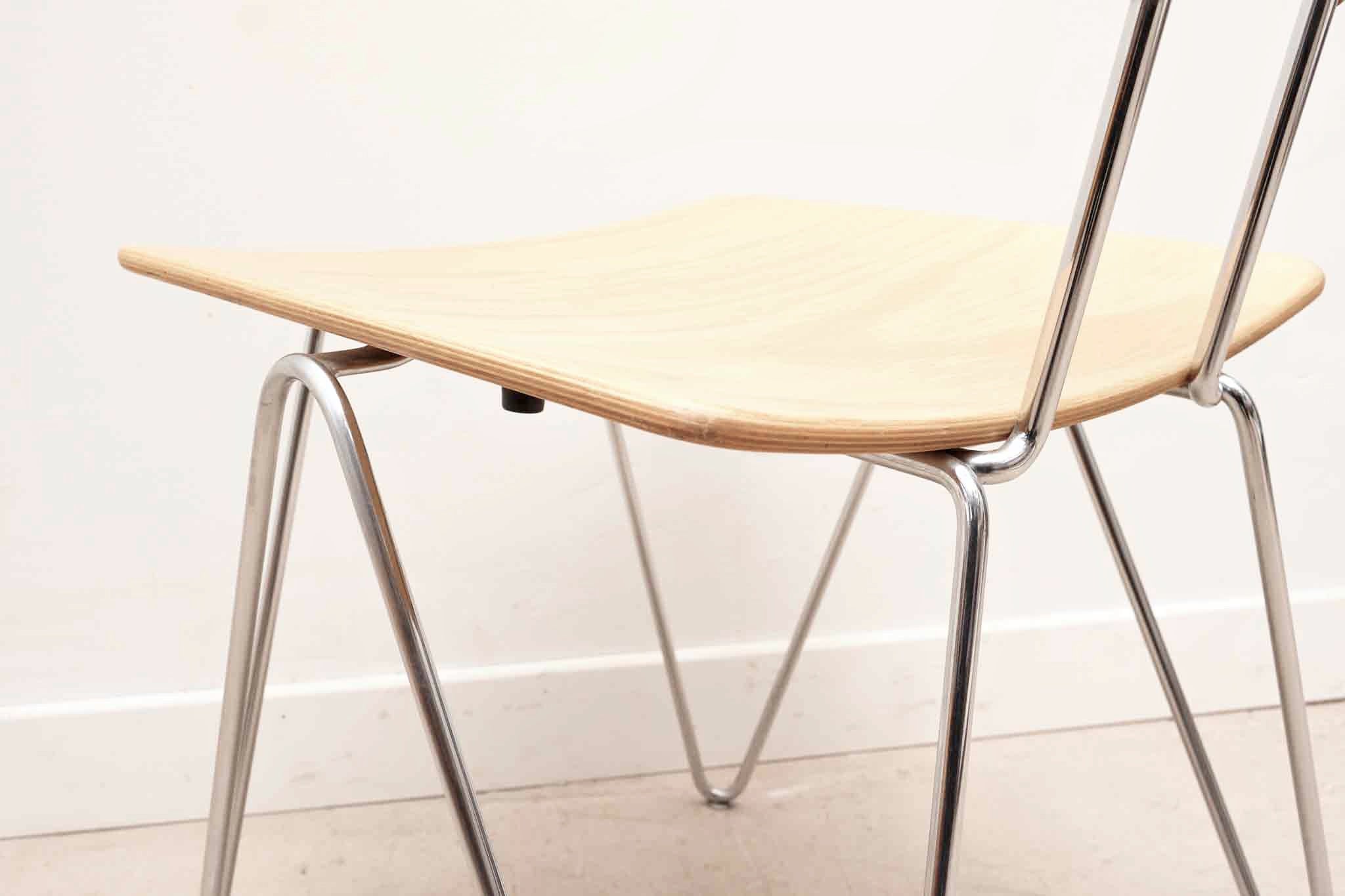 Chaise Mikado 1800 hêtre et chrome par Kusch & Co