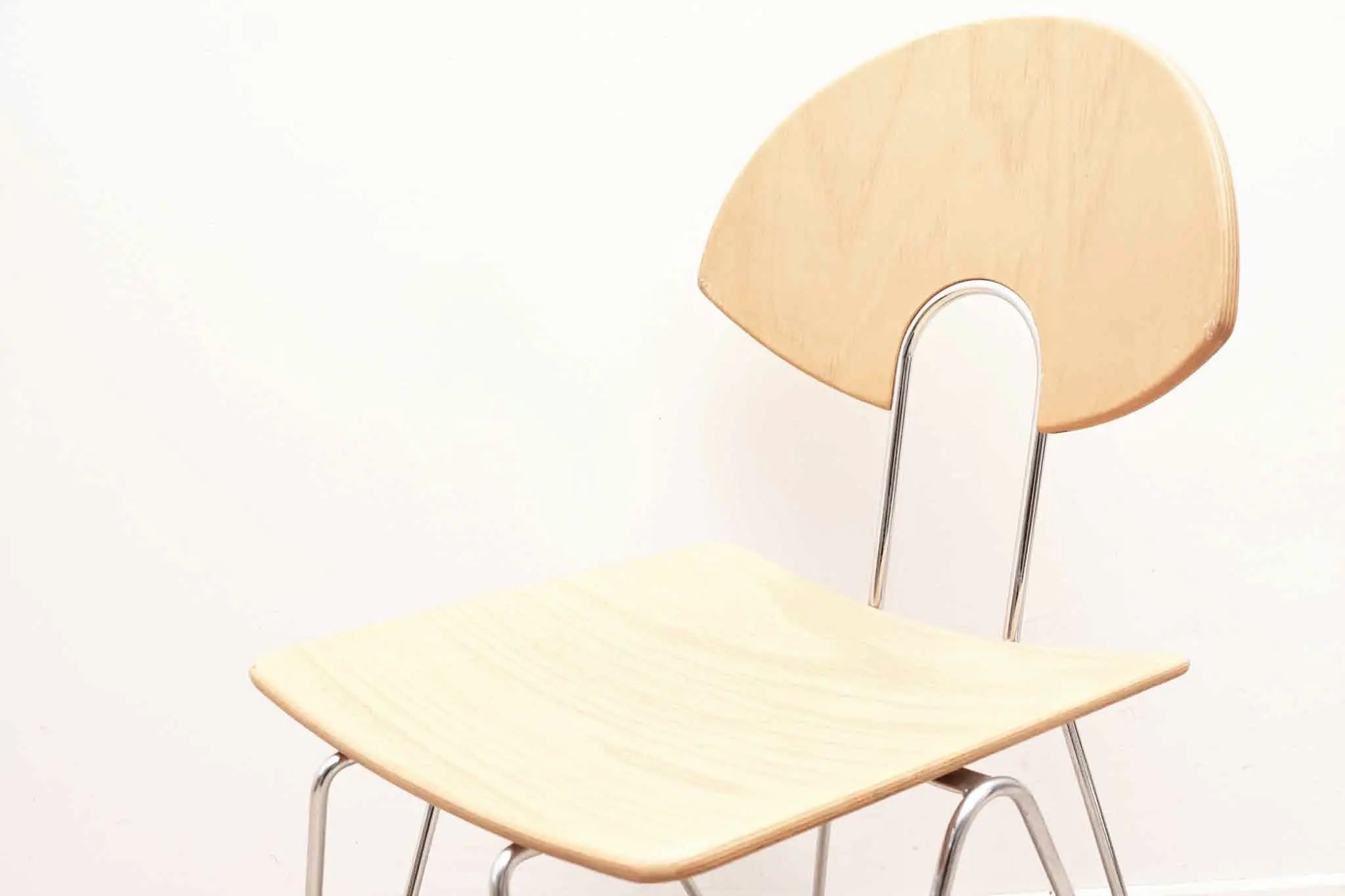 Chaise Mikado 1800 hêtre et chrome par Kusch & Co Cartel de Belleville