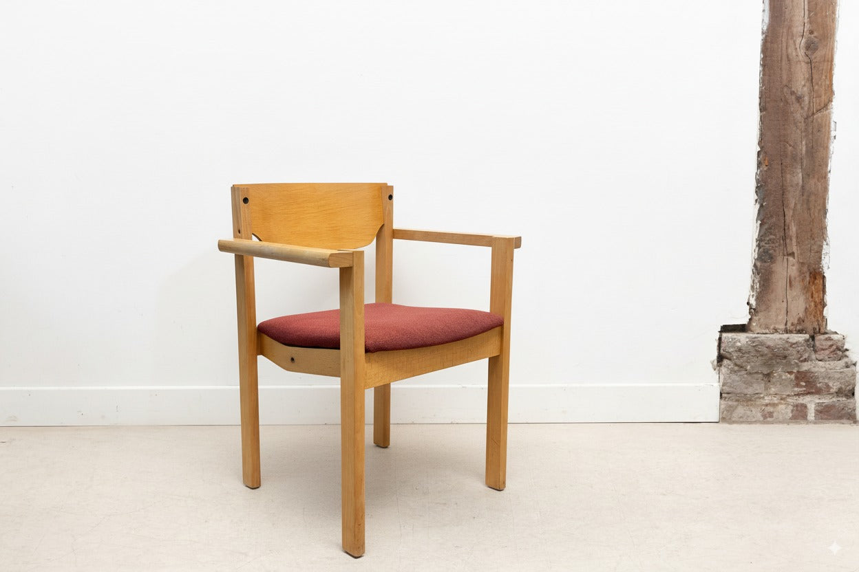 Chaise style scandinave chêne et bordeaux