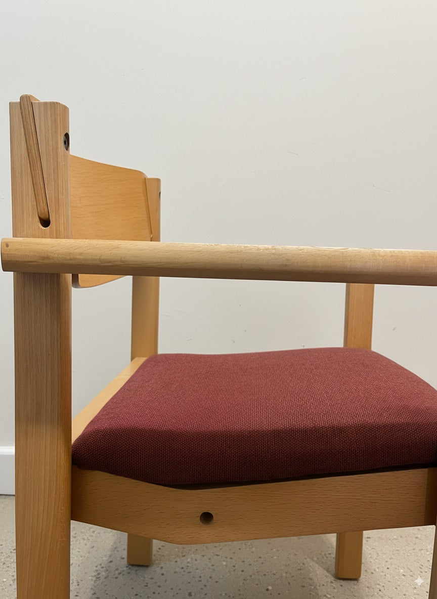 Chaise style scandinave chêne et bordeaux