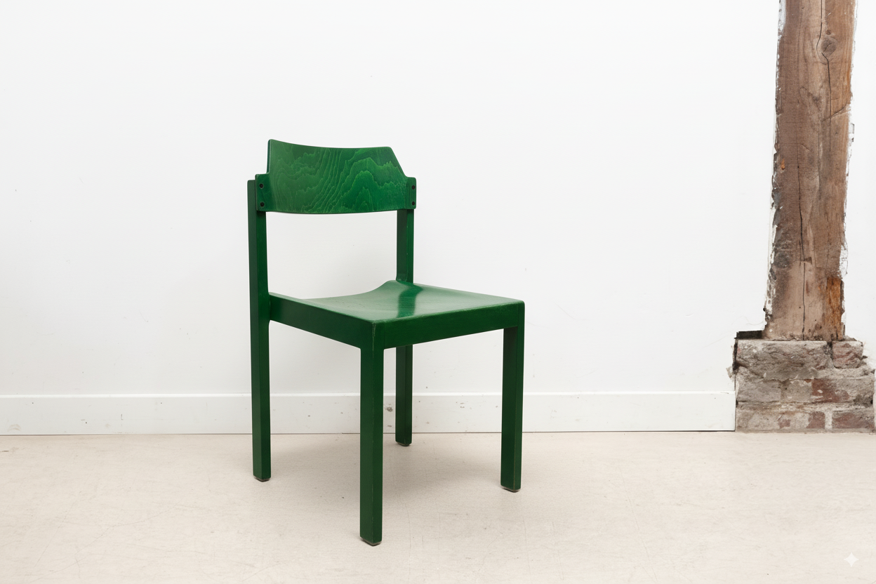 Chaise scandinave par Rainer Schell teintée verte Cartel de Belleville