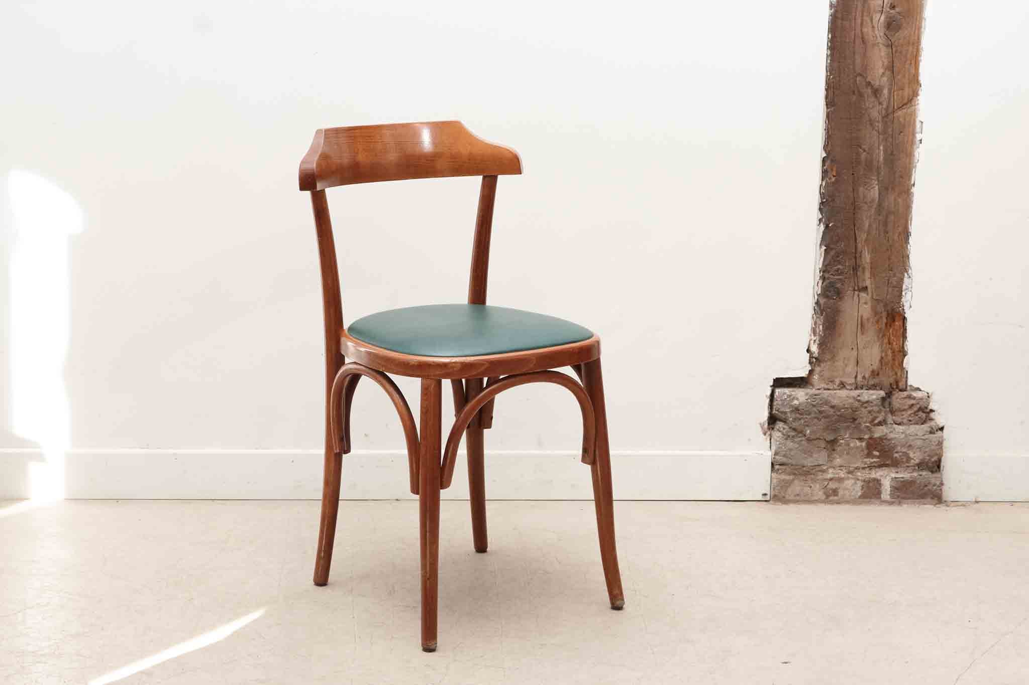 Chaise bistrot style Thonet rembourrée chêne et vert