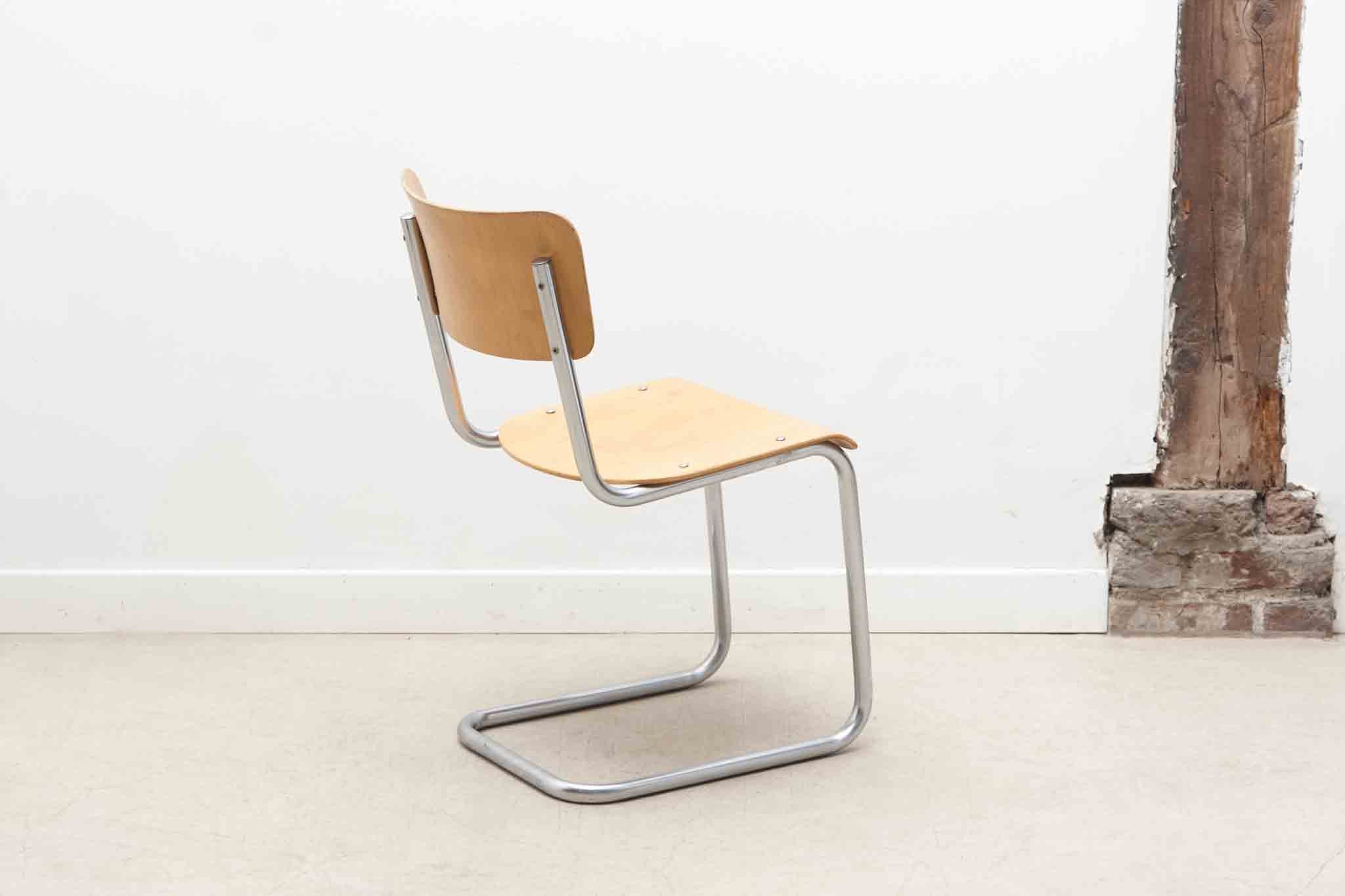 Chaise style Cesca B32 chêne et chrome