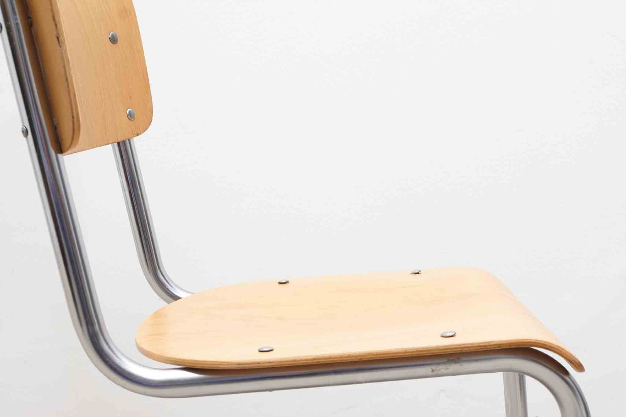 Chaise style Cesca B32 chêne et chrome