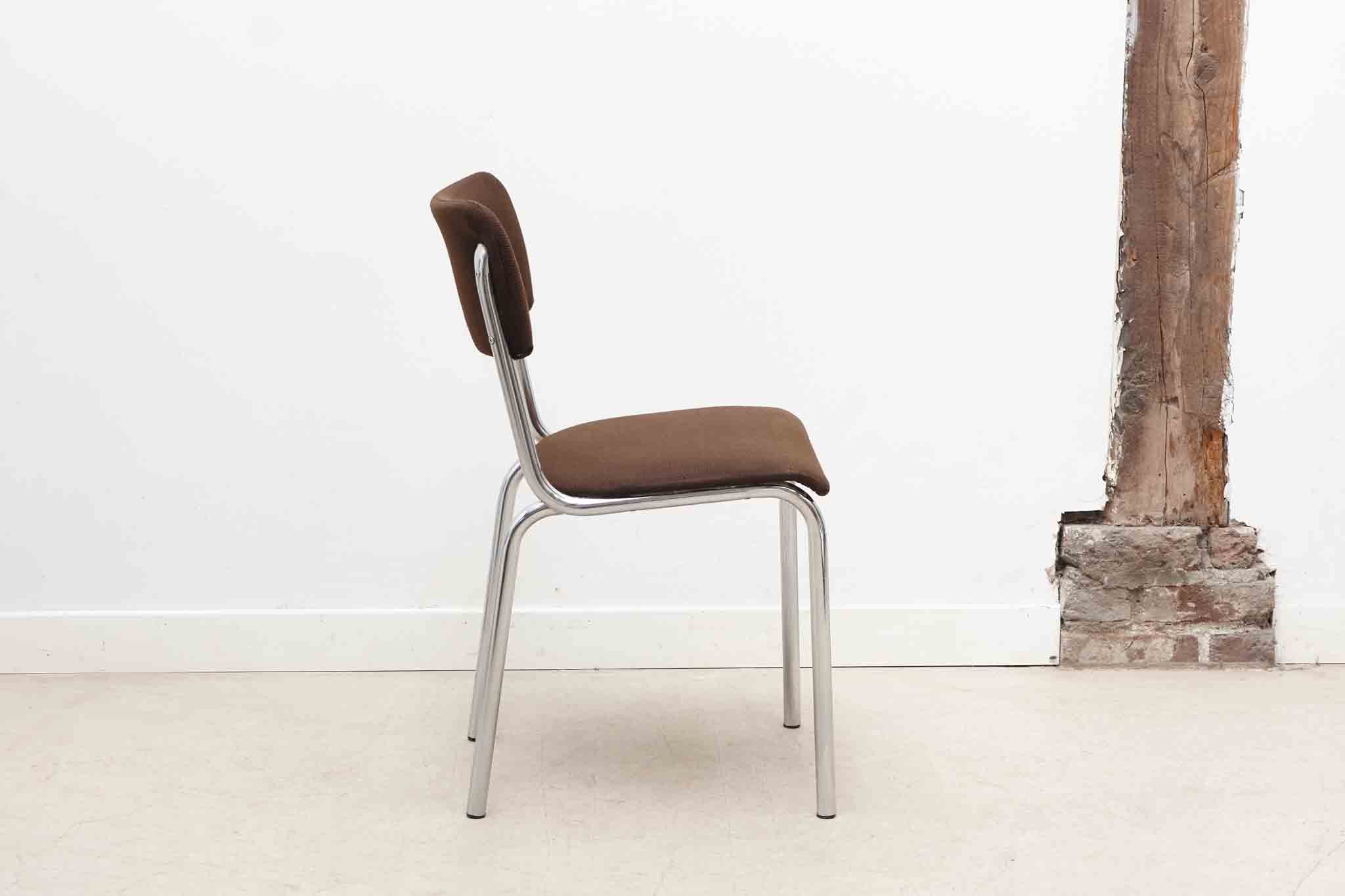 Chaise Tubax tapissée marron et chrome