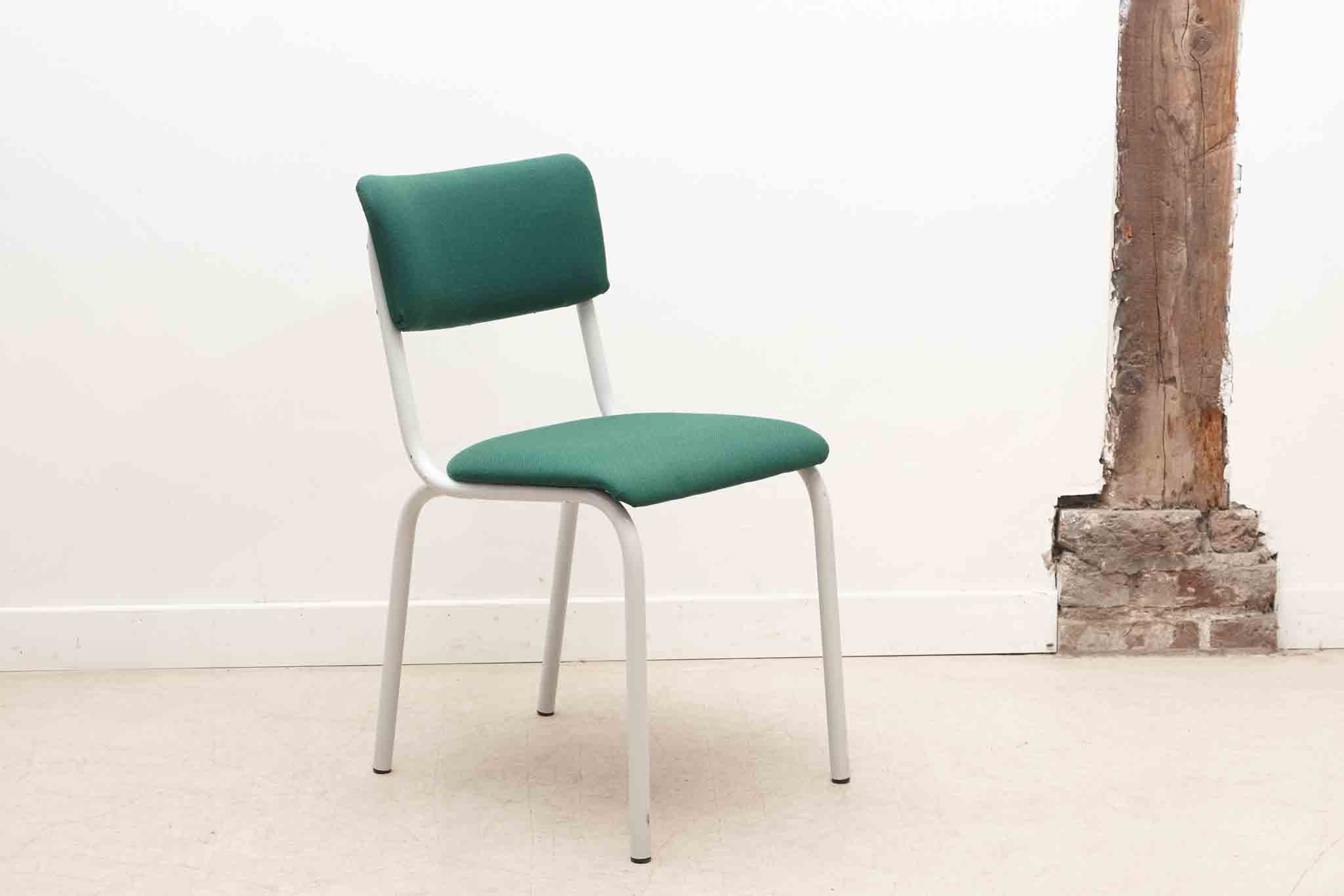 Chaise Tubax tapissée vert et blanc Cartel de Belleville