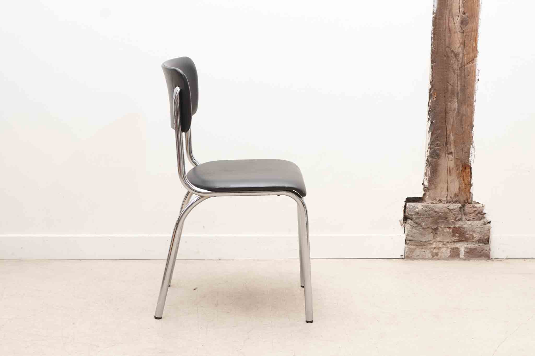 Chaise Tubax skaï noir et chrome