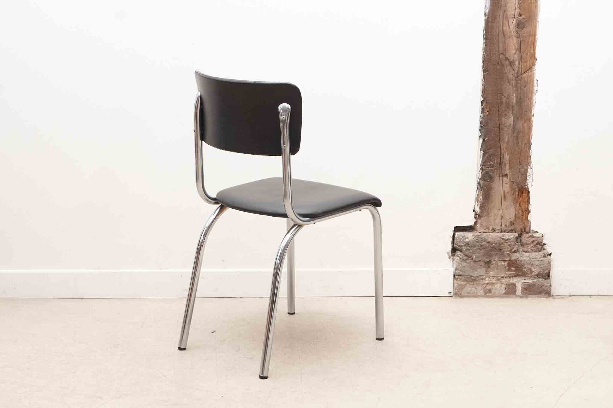 Chaise Tubax skaï noir et chrome