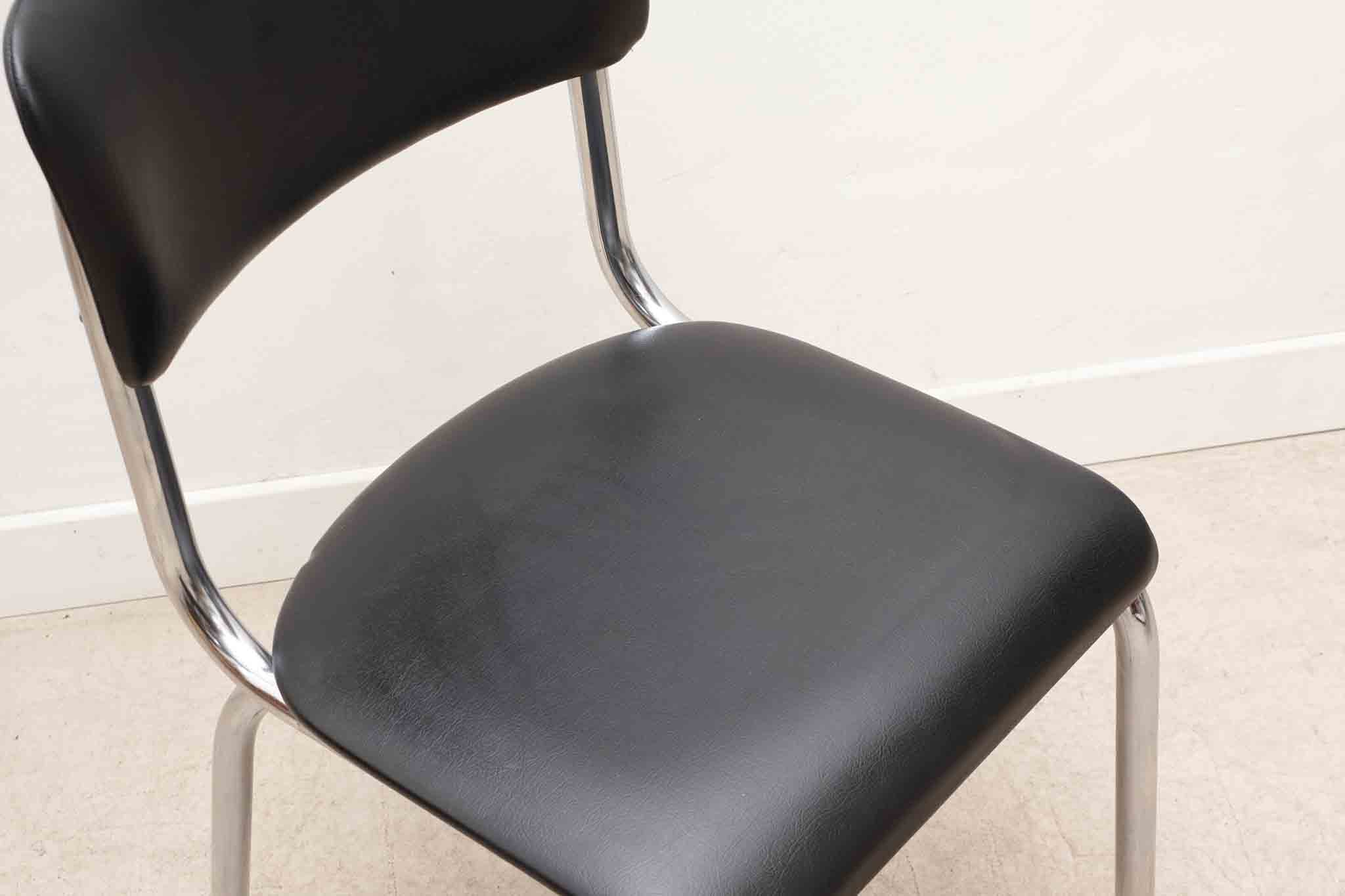 Chaise Tubax skaï noir et chrome