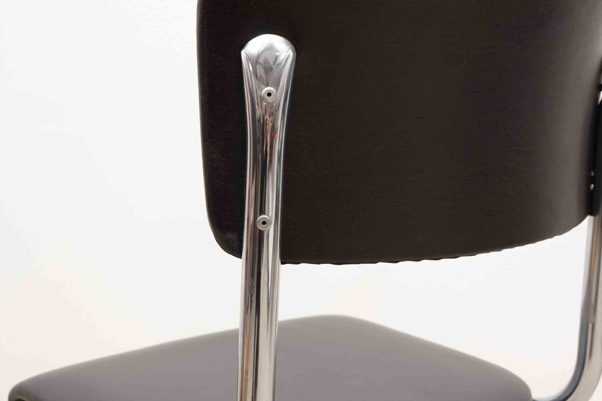 Chaise Tubax skaï noir et chrome