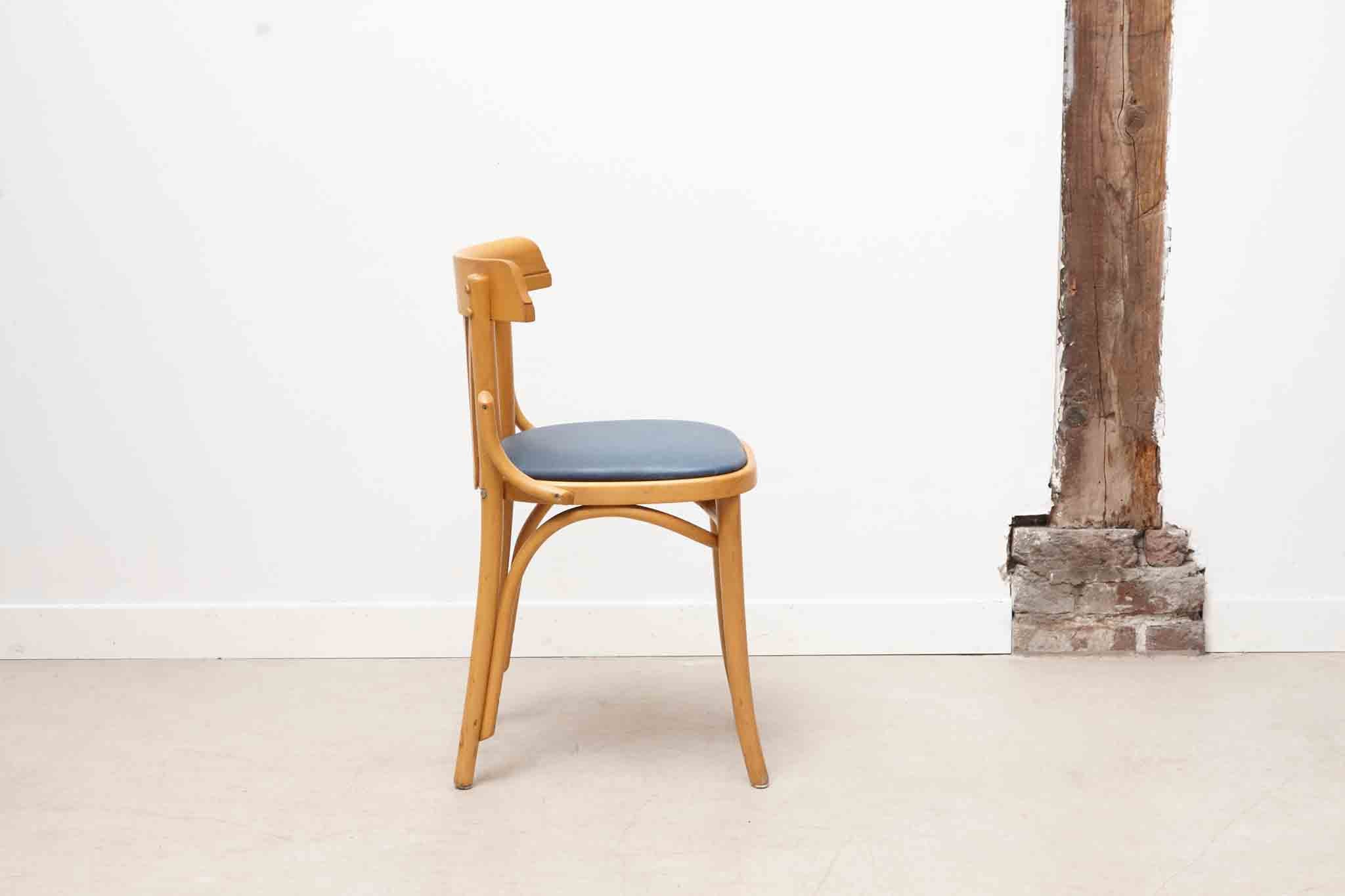 Chaise bistrot rembourrée hêtre et bleu
