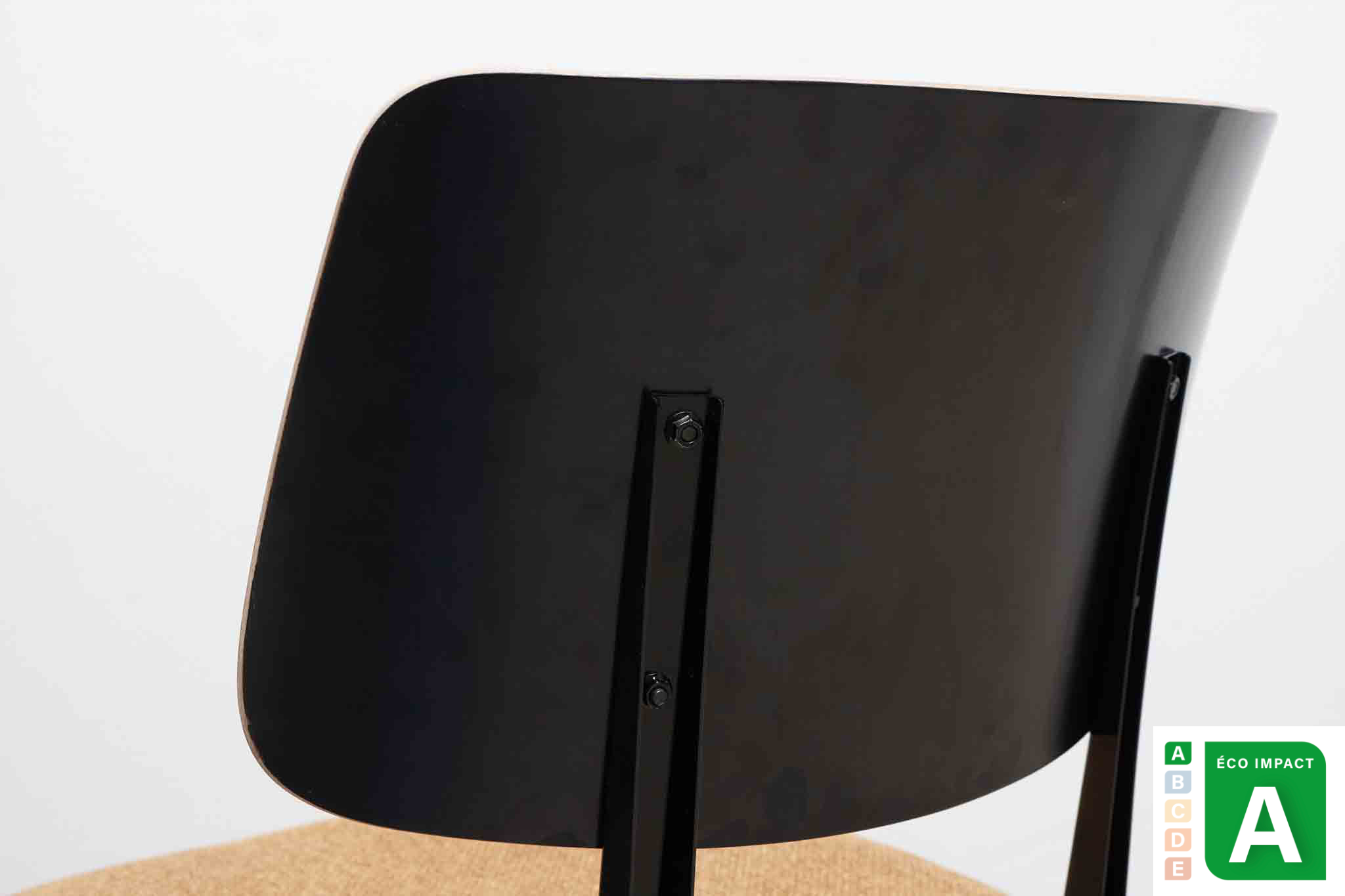 Chaise Galvanitas S16 réédition dossier ébène et assise rembourrée bronze