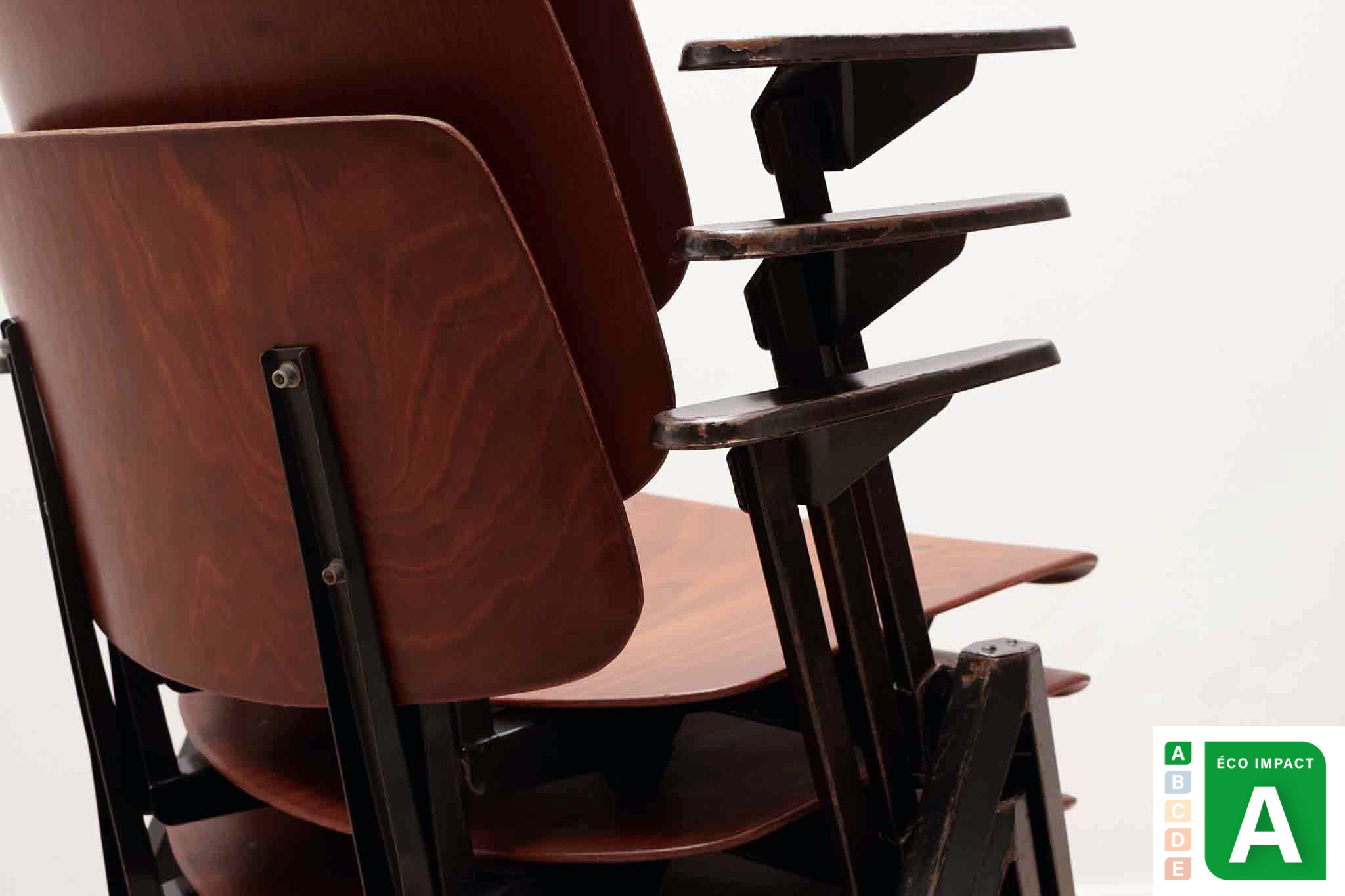 Chaise Galvanitas S21 accoudoirs chêne et noir Cartel de Belleville