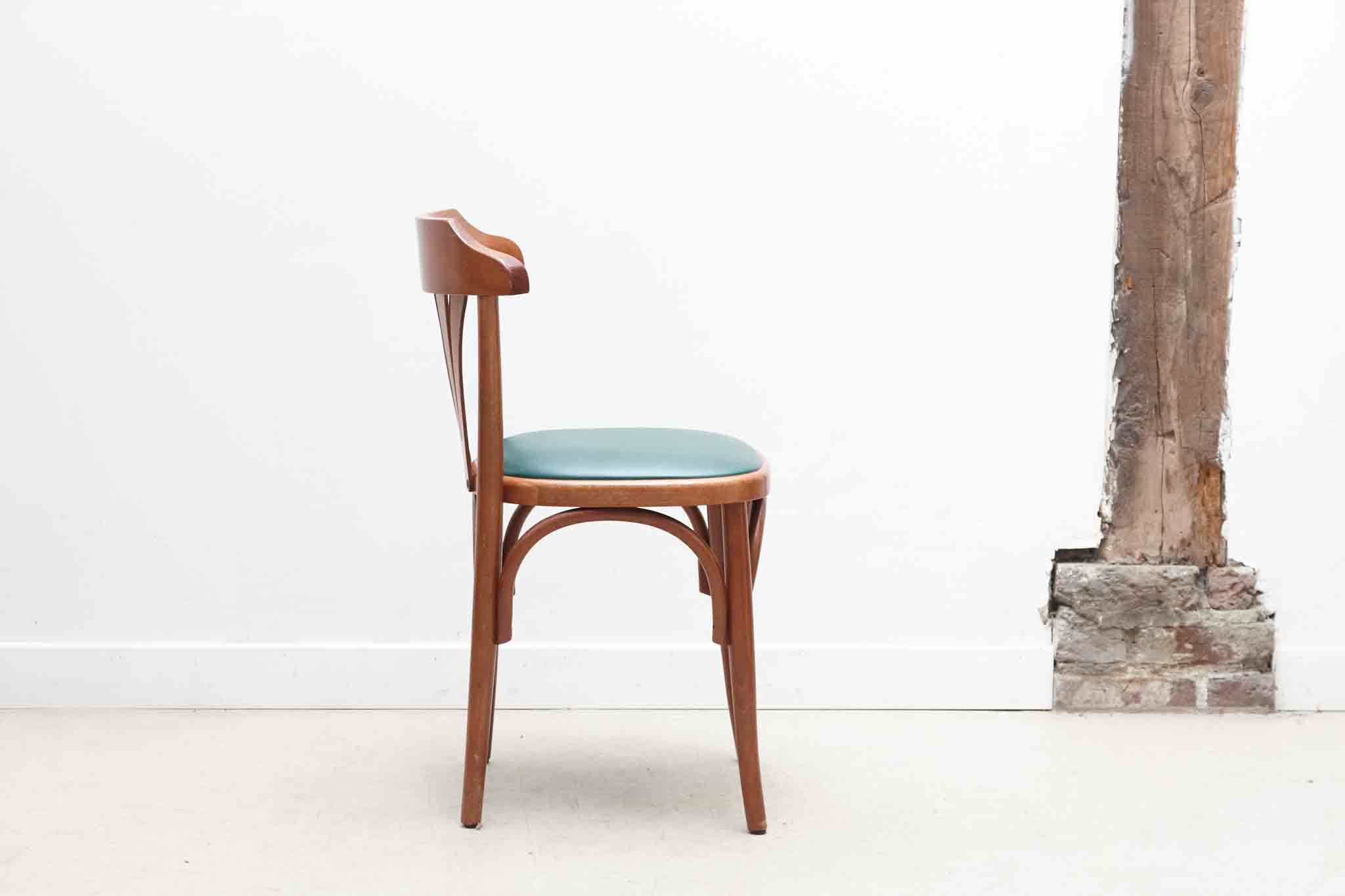 Chaise bistrot style Thonet rembourrée chêne et vert Cartel de Belleville