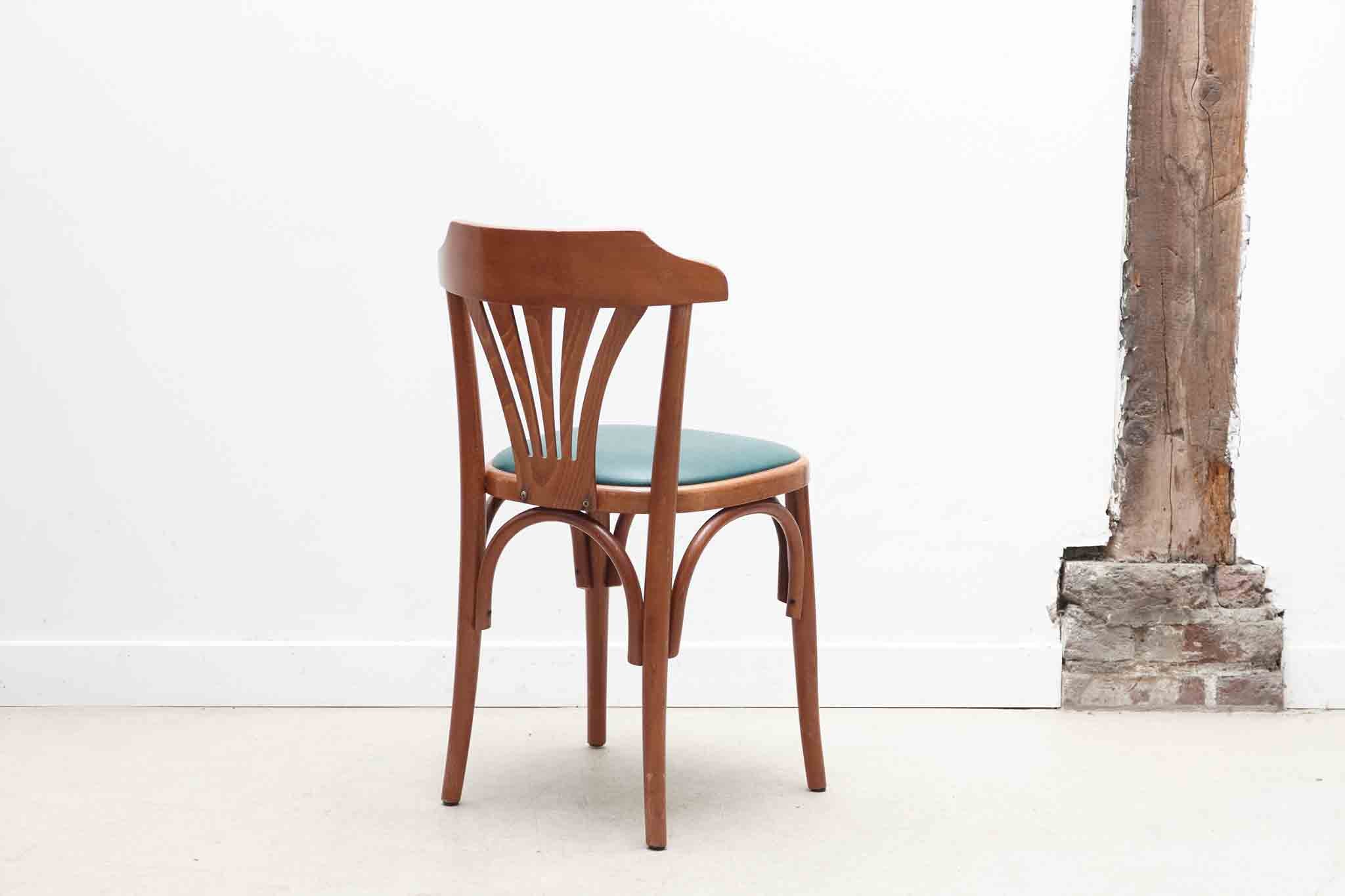 Chaise bistrot style Thonet rembourrée chêne et vert