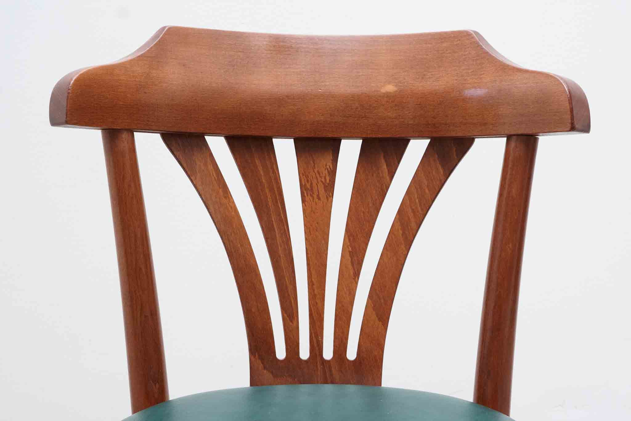 Chaise bistrot style Thonet rembourrée chêne et vert