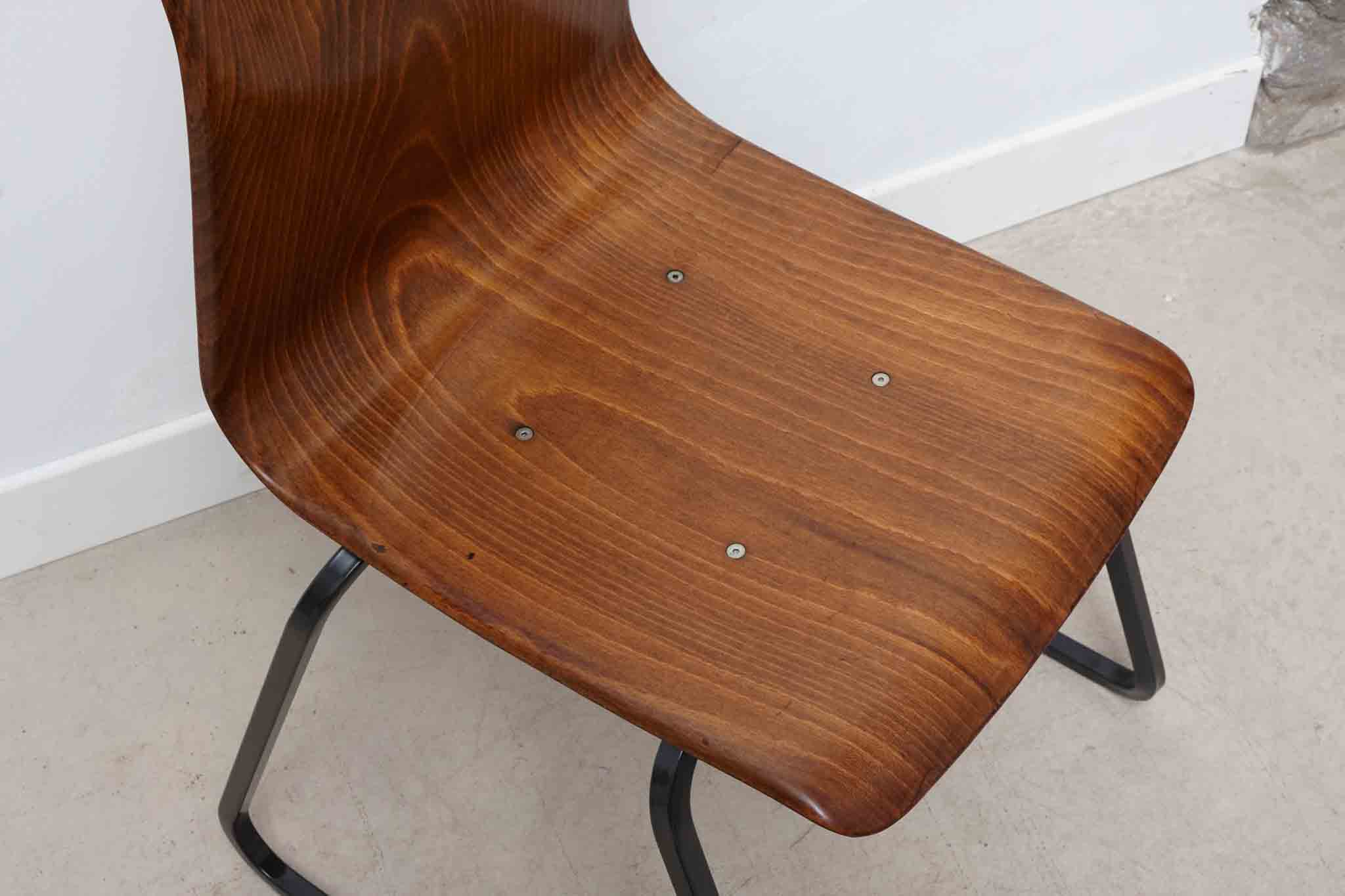 Chaise vintage Galvanitas S23 chêne et anthracite