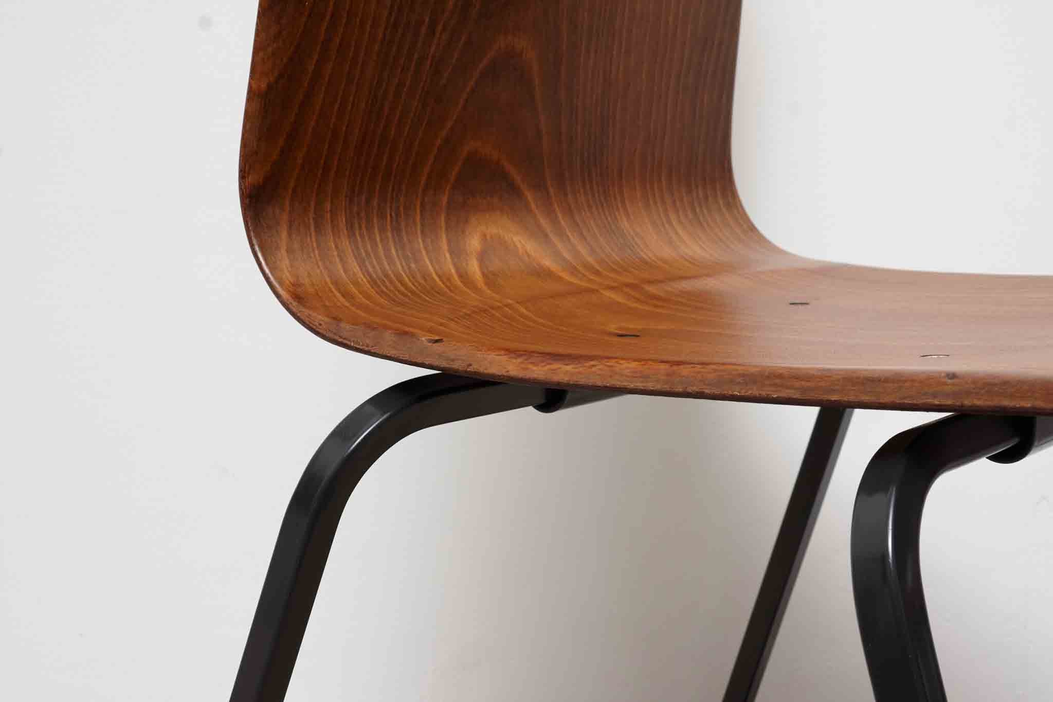 Chaise vintage Galvanitas S23 chêne et anthracite