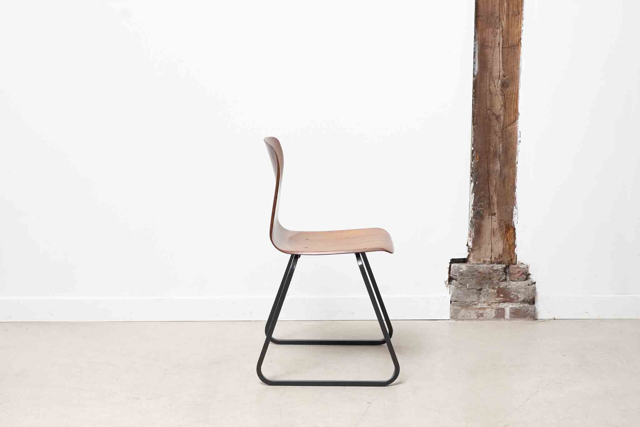 Chaise vintage Galvanitas S23 chêne et anthracite