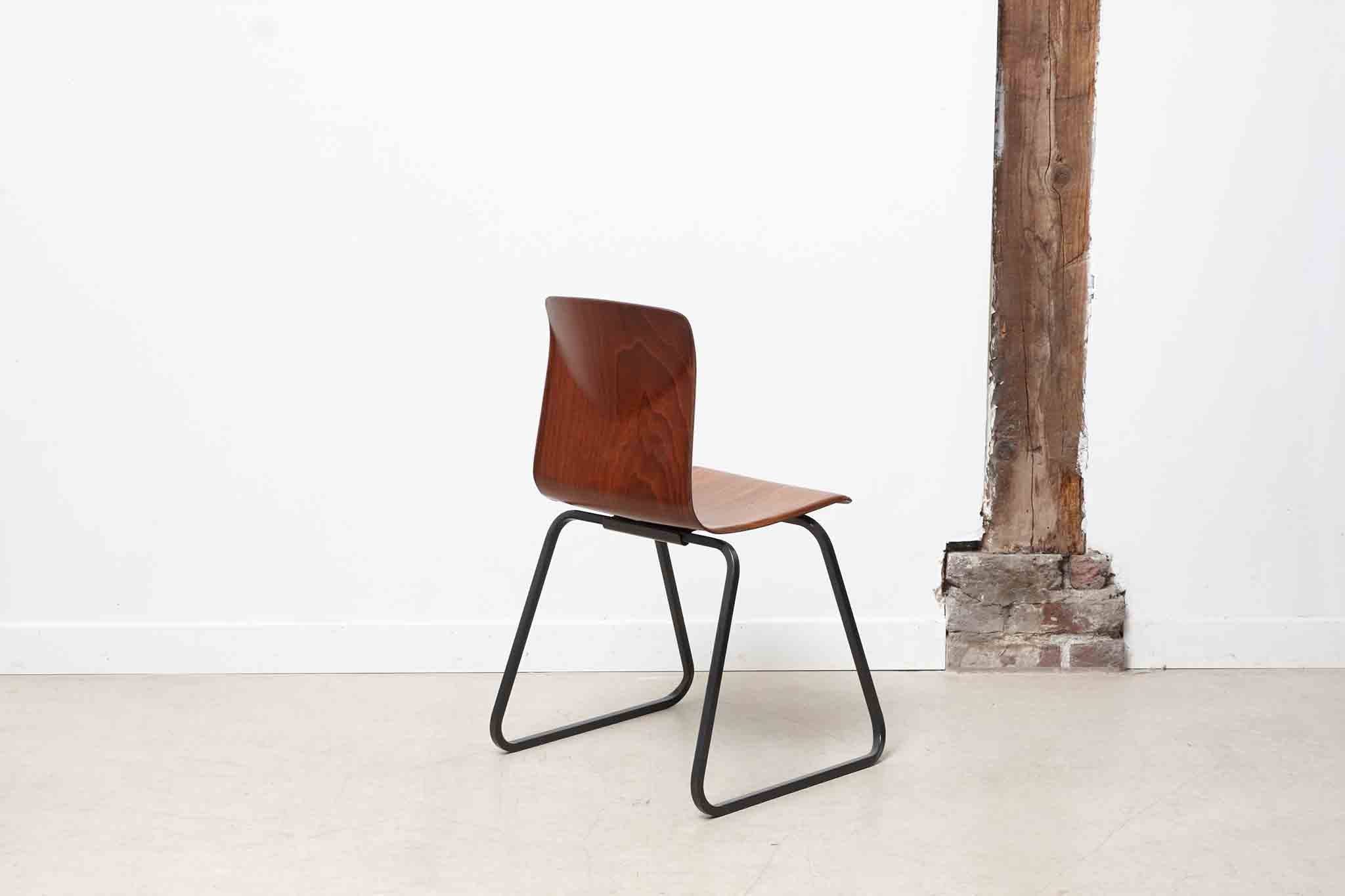 Chaise vintage Galvanitas S23 chêne et anthracite