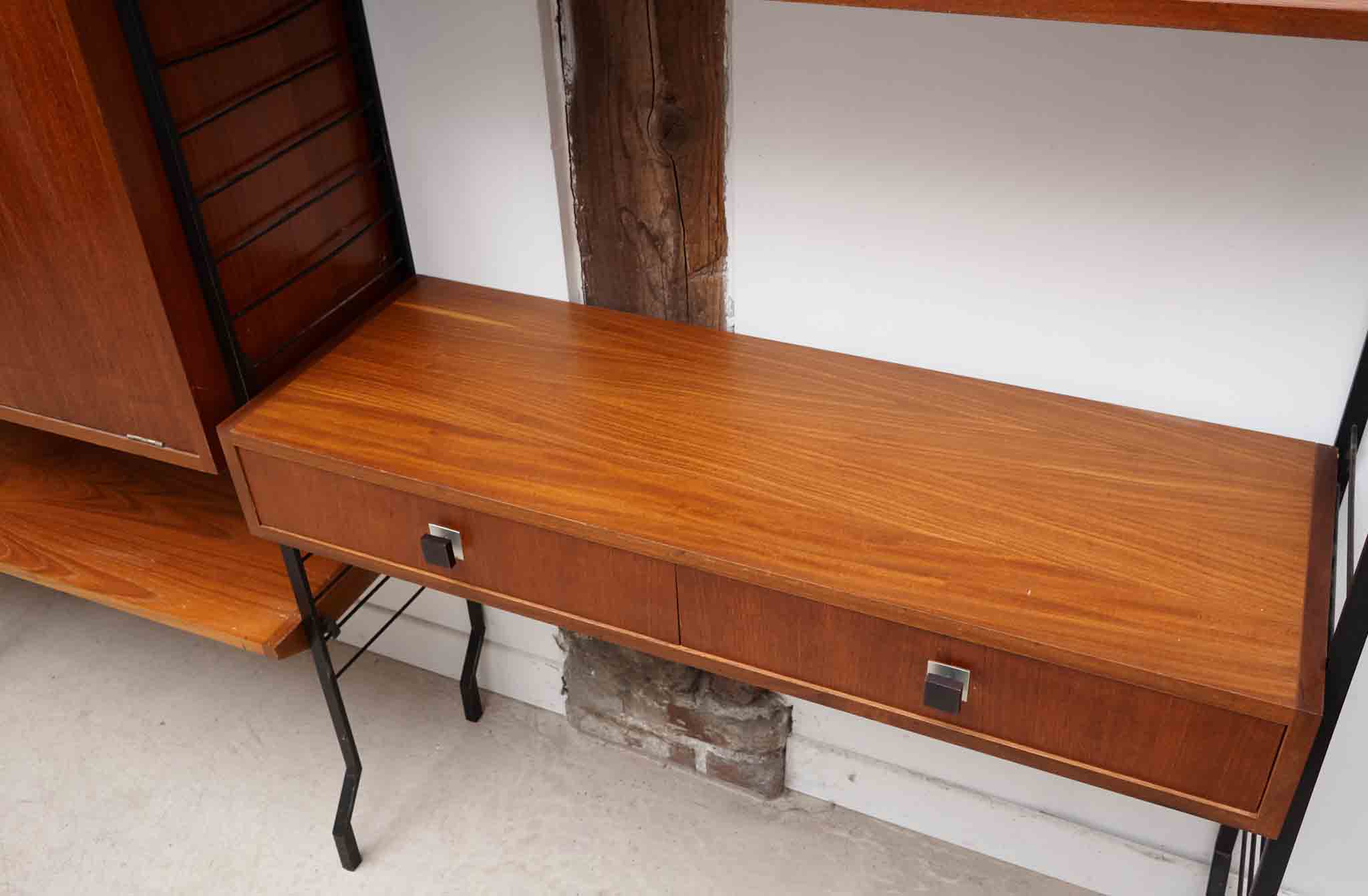 Bibliothèque bureau modulaire en teck