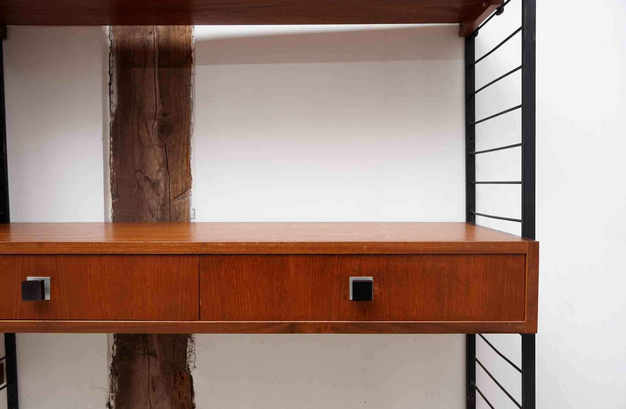 Bibliothèque bureau modulaire en teck