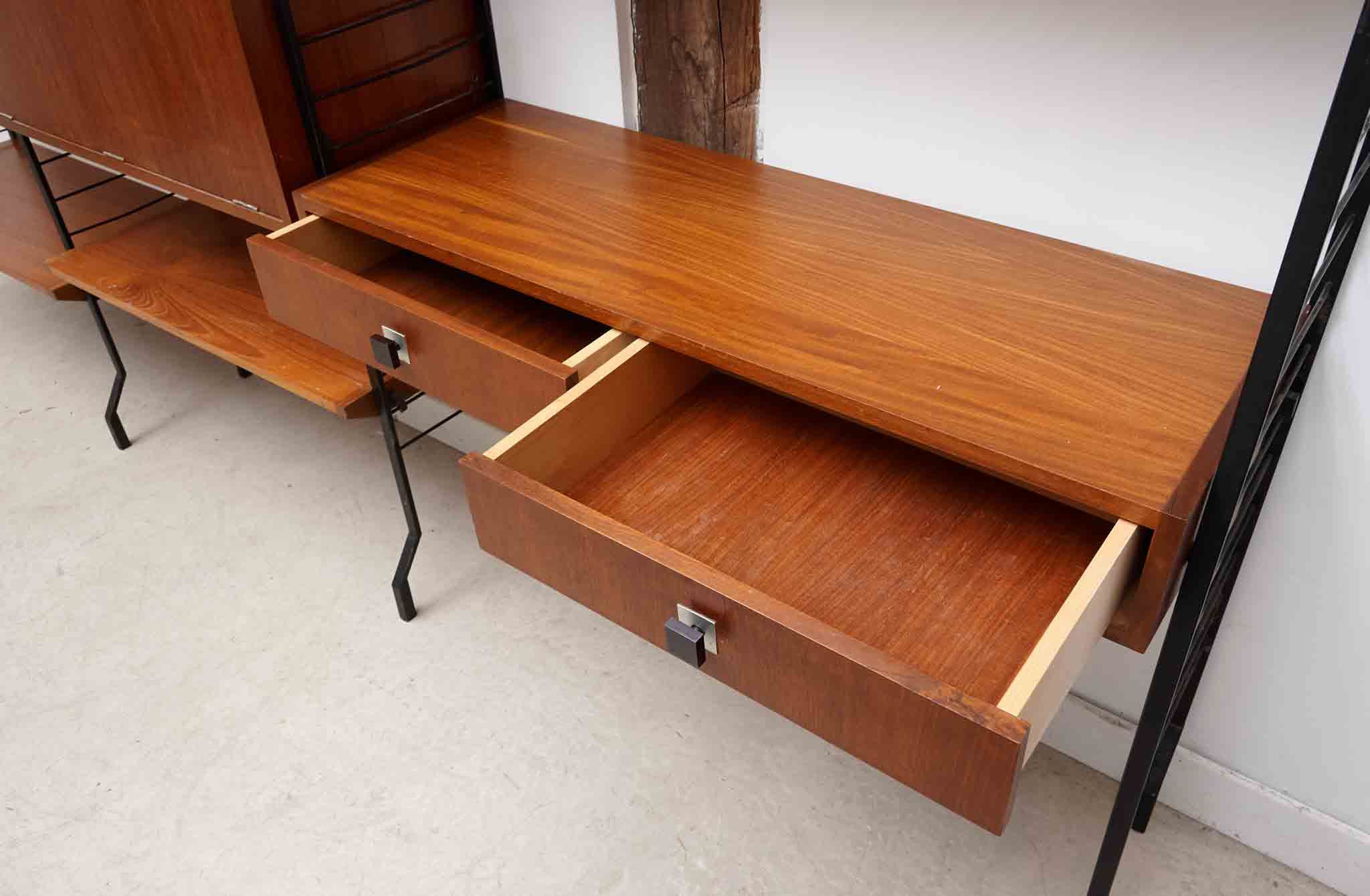 Bibliothèque bureau modulaire en teck