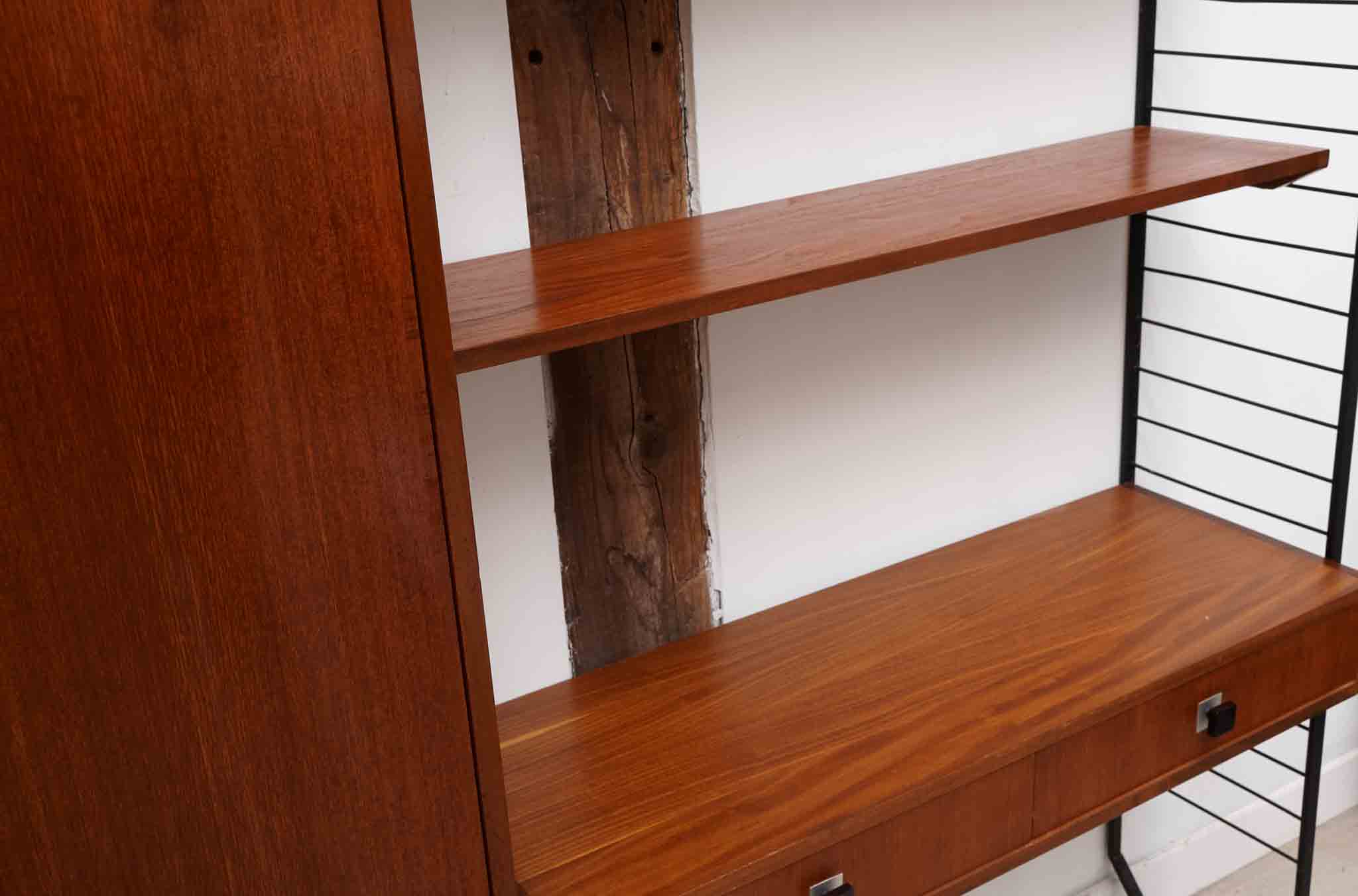 Bibliothèque bureau modulaire en teck