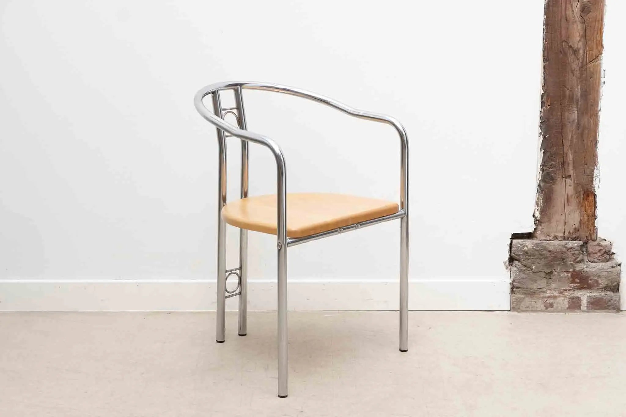 Chaise scandinave chrome / bois Cartel de Belleville
