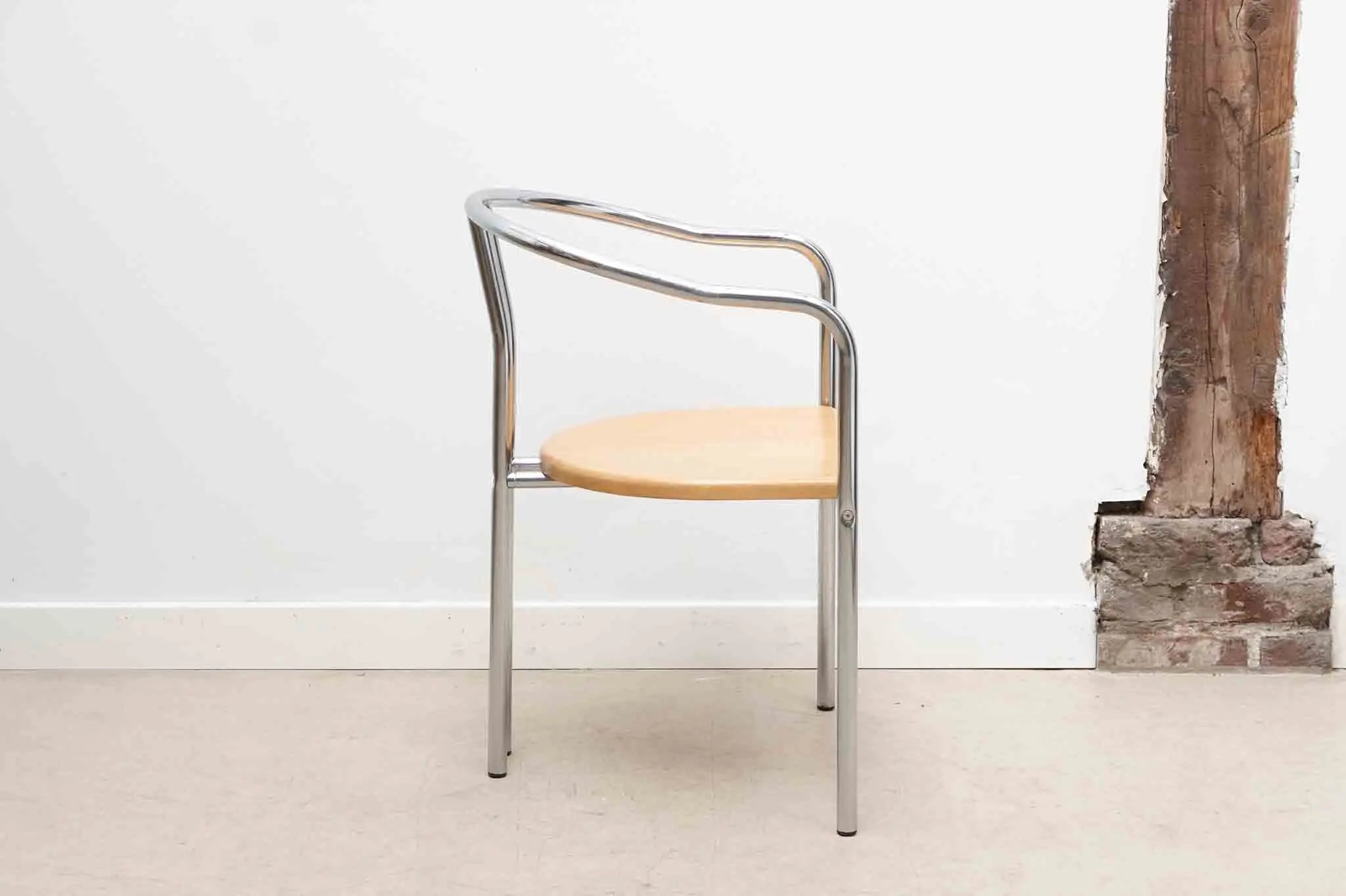 Chaise scandinave chrome / bois Cartel de Belleville