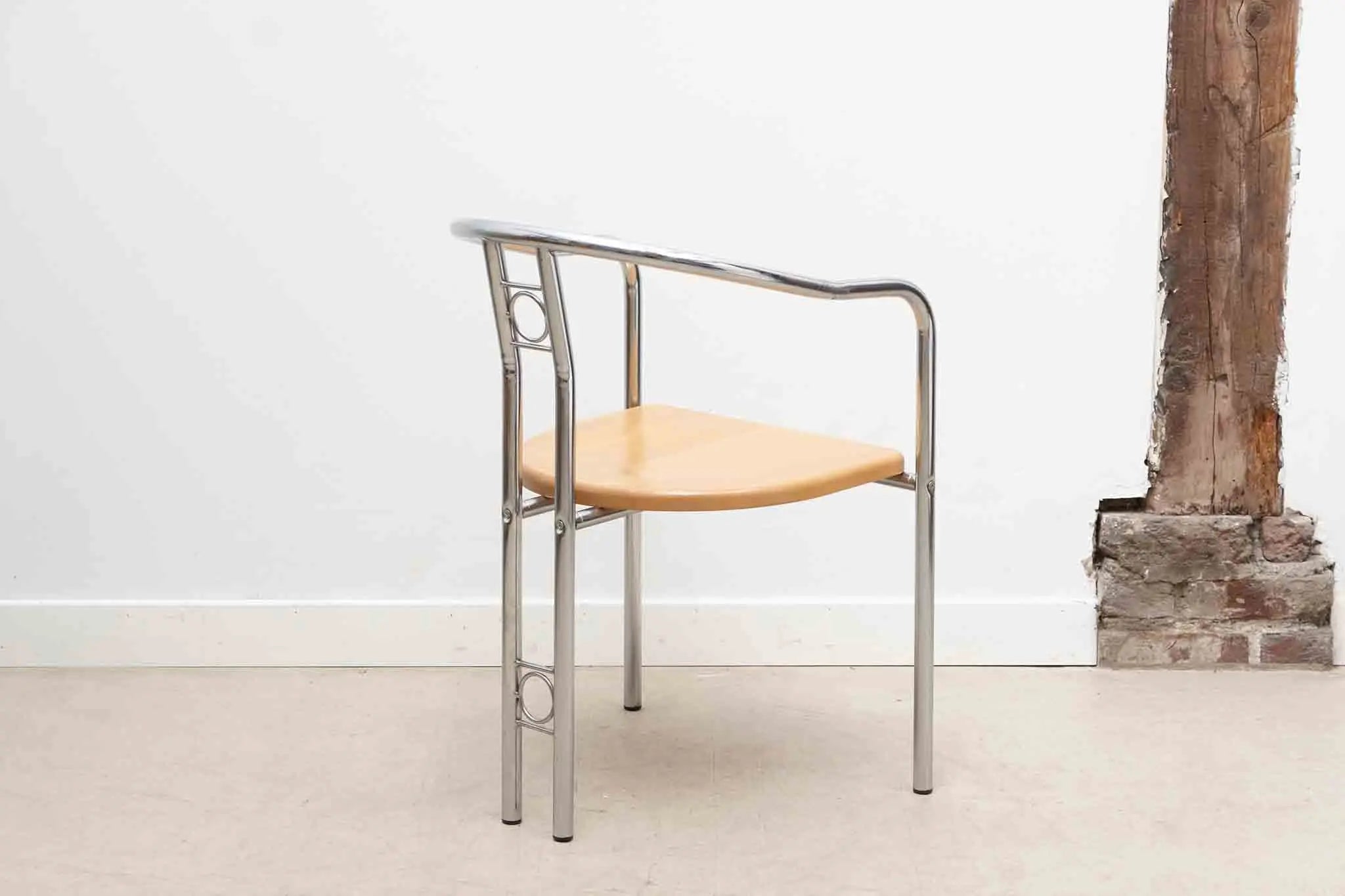 Chaise scandinave chrome / bois Cartel de Belleville