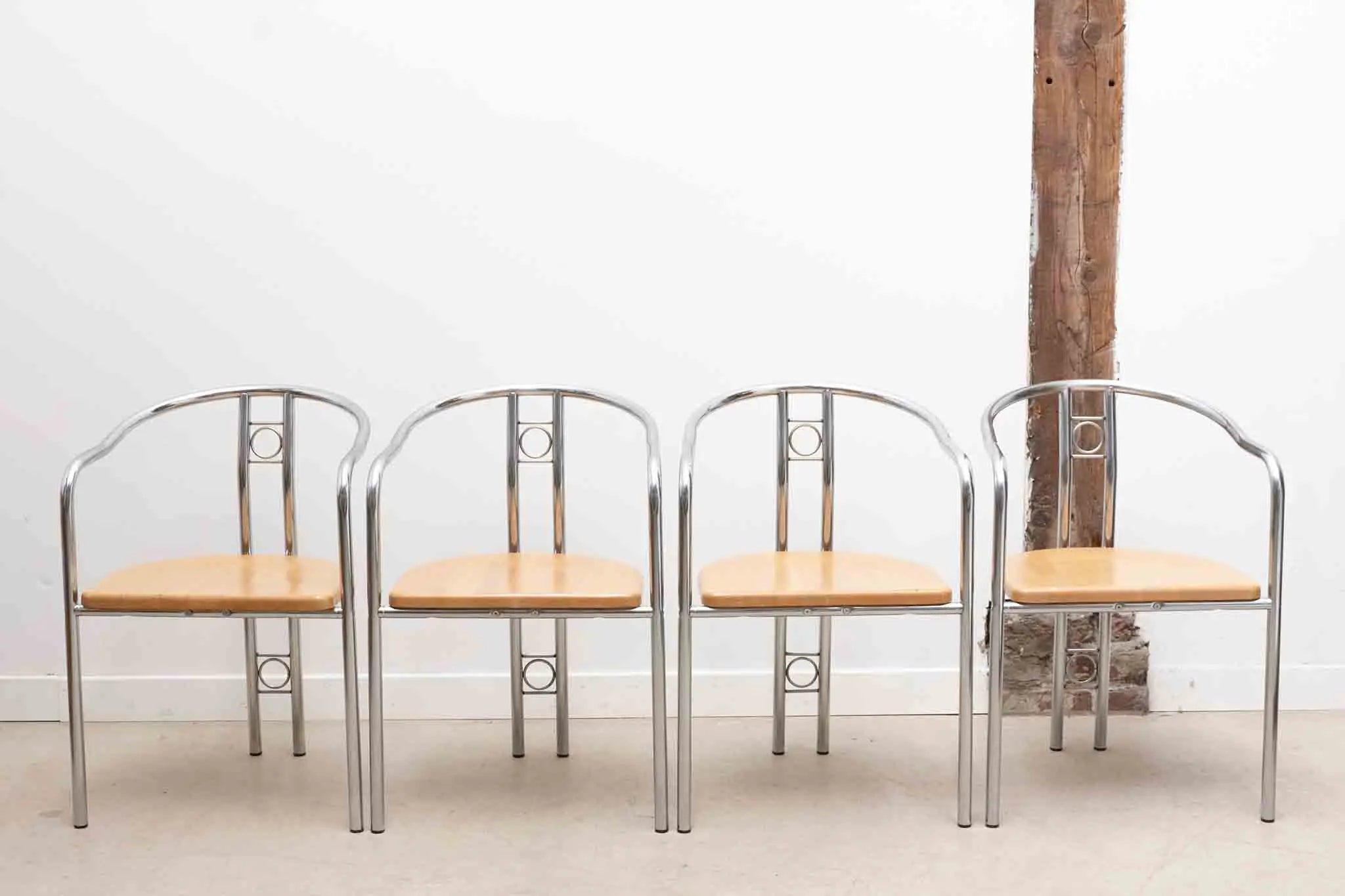 Chaise scandinave chrome / bois Cartel de Belleville